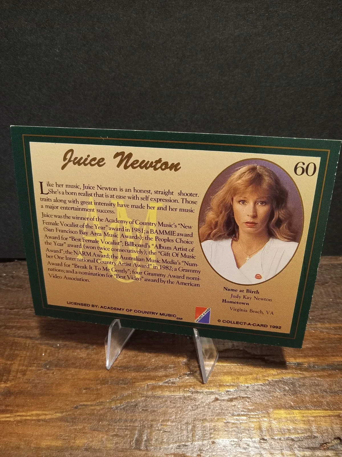 JUICE NEWTON SIGNED MUSIC CARD AMC # 60 FAMOUS COUNTRY SINGER, изображение 2