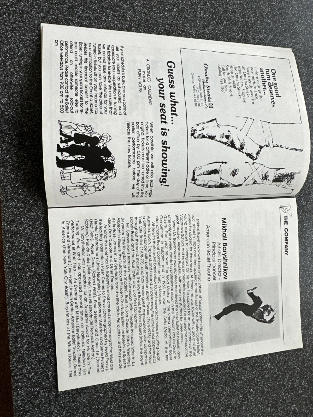 Mikhail Baryshnikov With Love Autograph Omaha Ballet Program, image 4