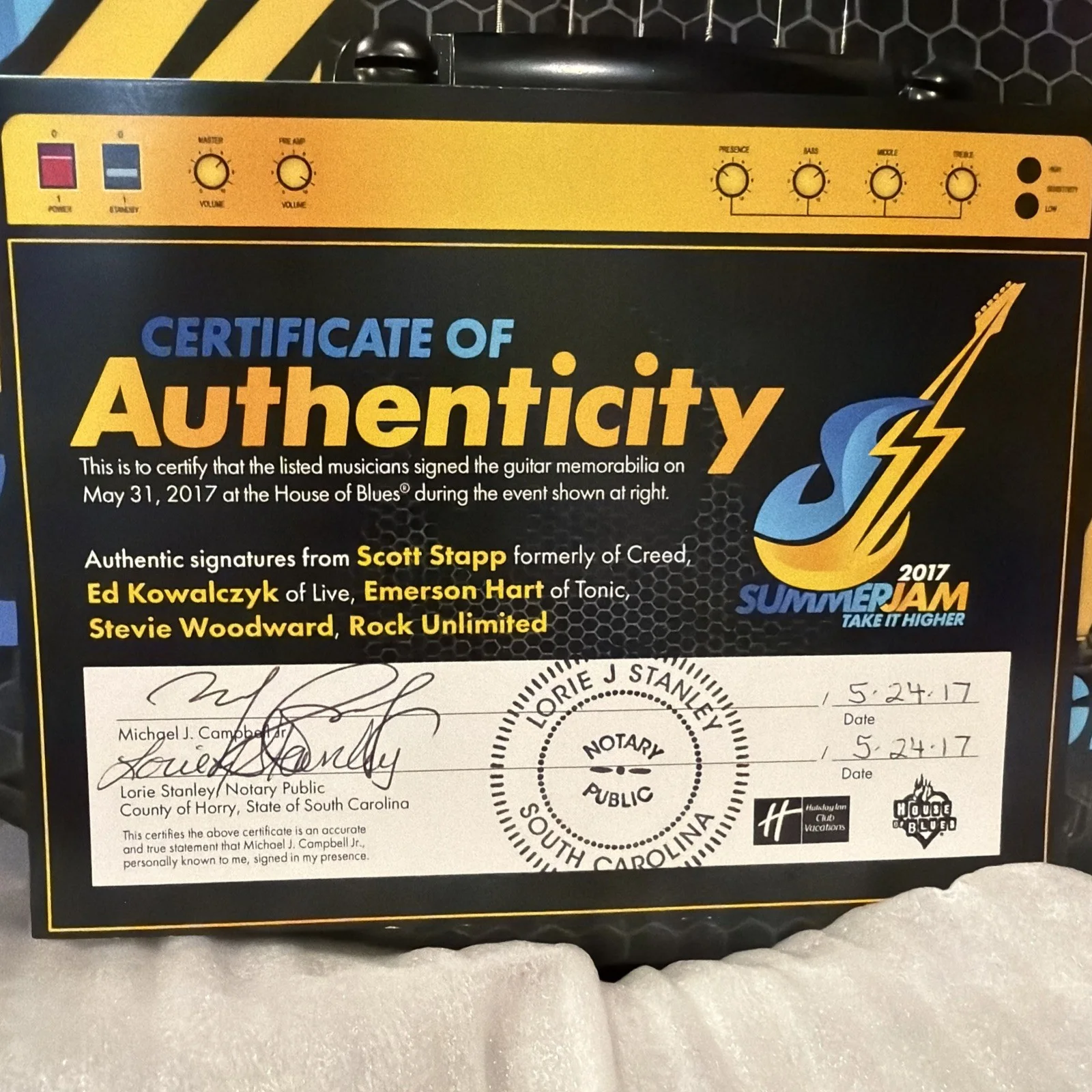 Dean Electric Guitar Autographed Summer Jam 2017 Myrtle Beach w/ Certificate, image 3