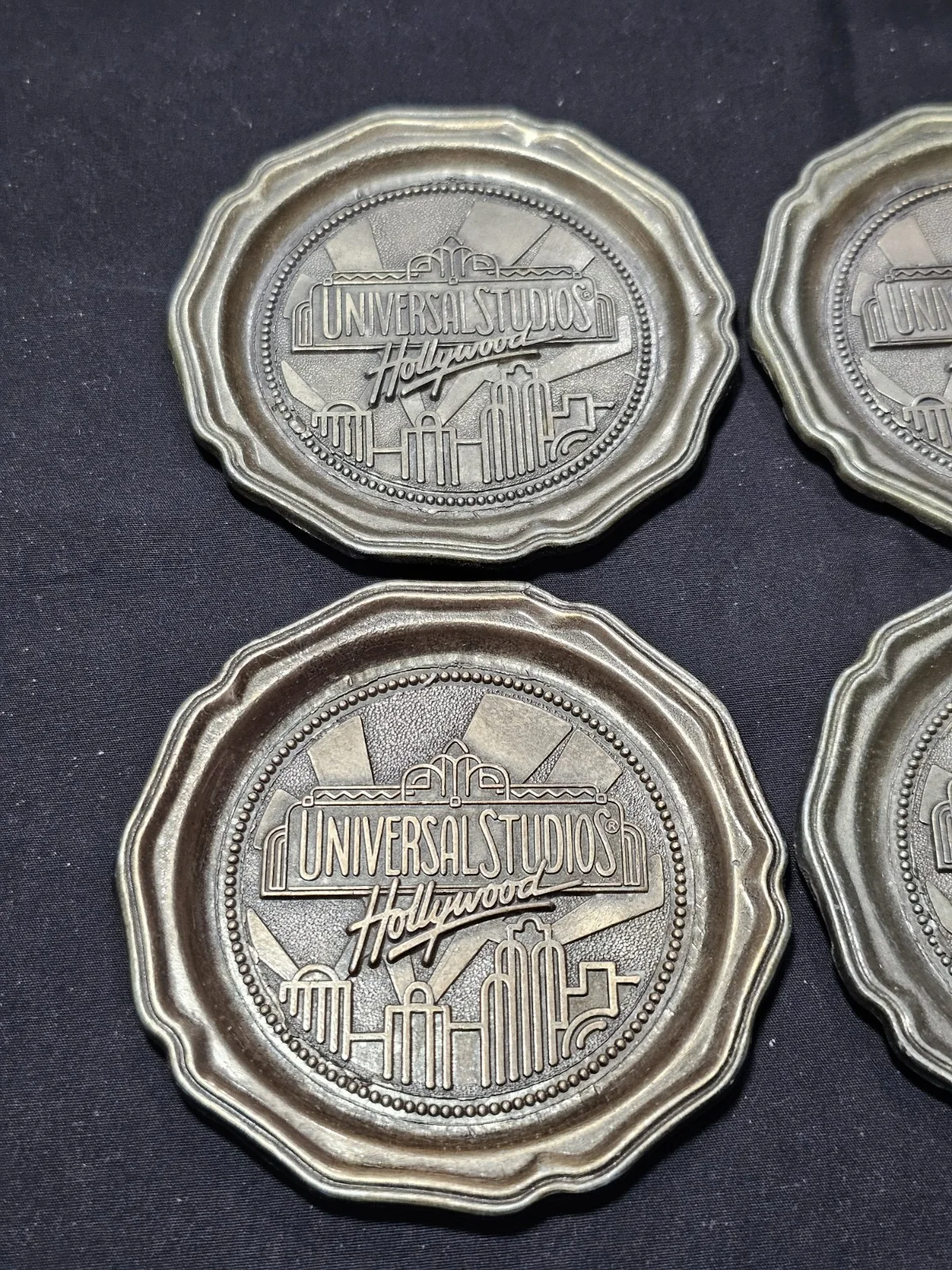 Universal Studios Hollywood Metal Coaster Set Of 4 Vintage Made In USA Stackable, изображение 2