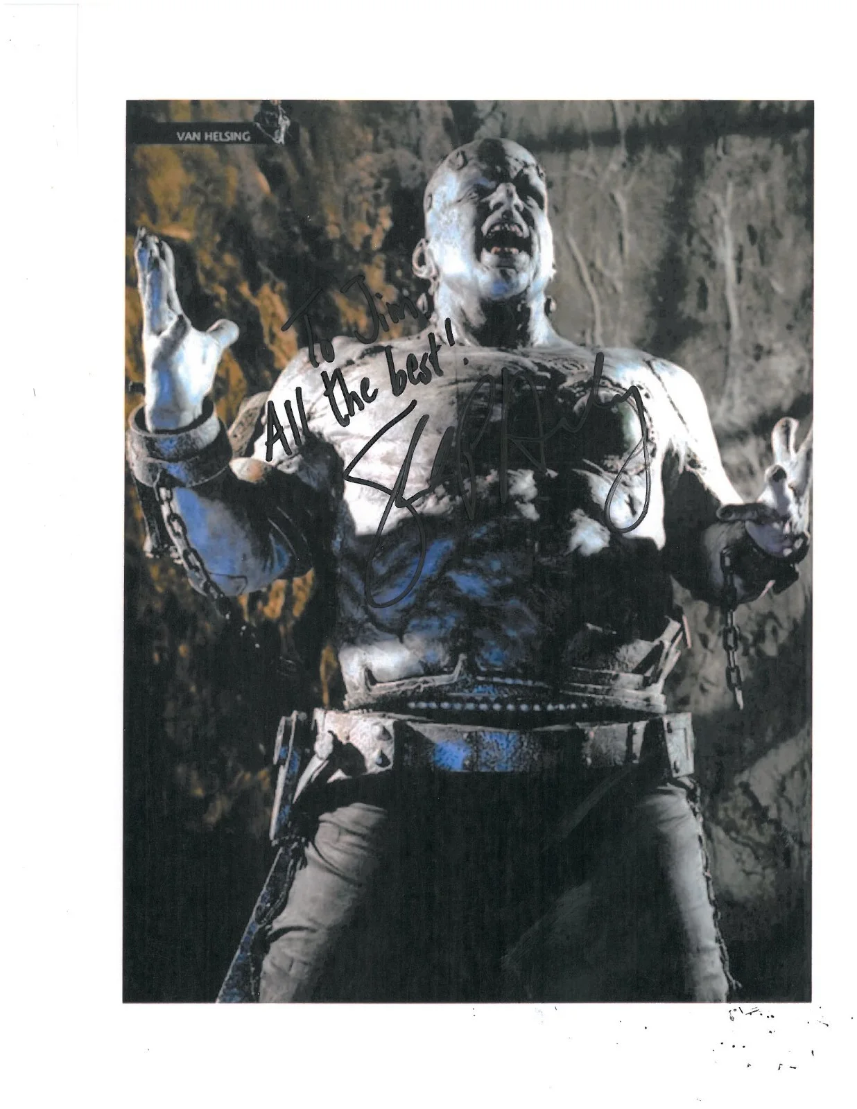 Shuler Hensley — Shuler Hensley hand-signed Photograph from "Van Helsing" Frankenstein 7 3/4 X 11