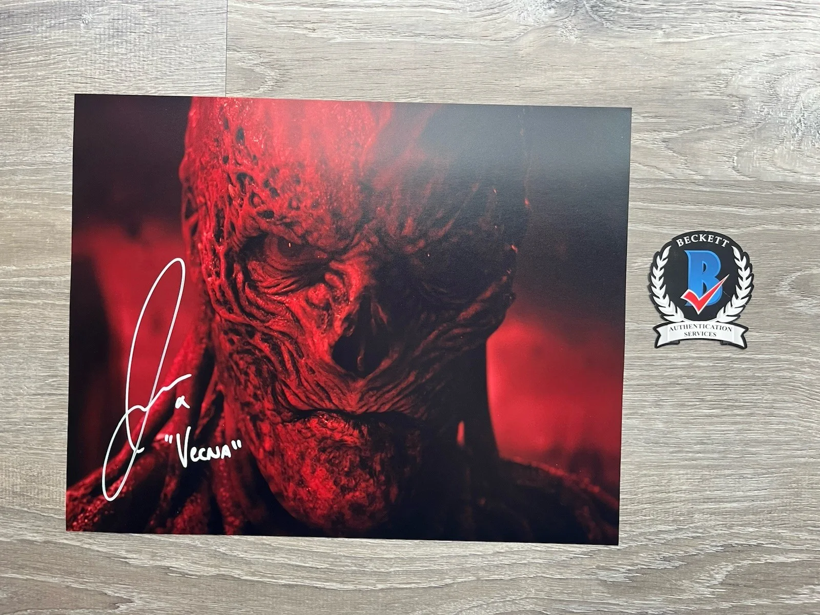Jamie Campbell Bower — Jamie Campbell Bower Signed Vecna 11x14 Photo Beckett COA Stranger Things 001
