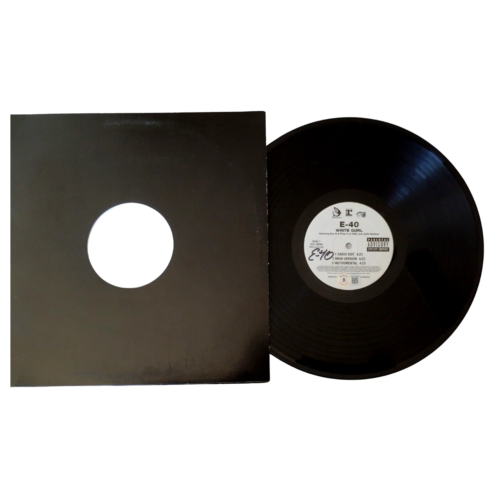 E-40 — E-40 Signed Vinyl 12" White Gurl / Just F*in Single Rap Album Beckett BAS Cert, изображение 3