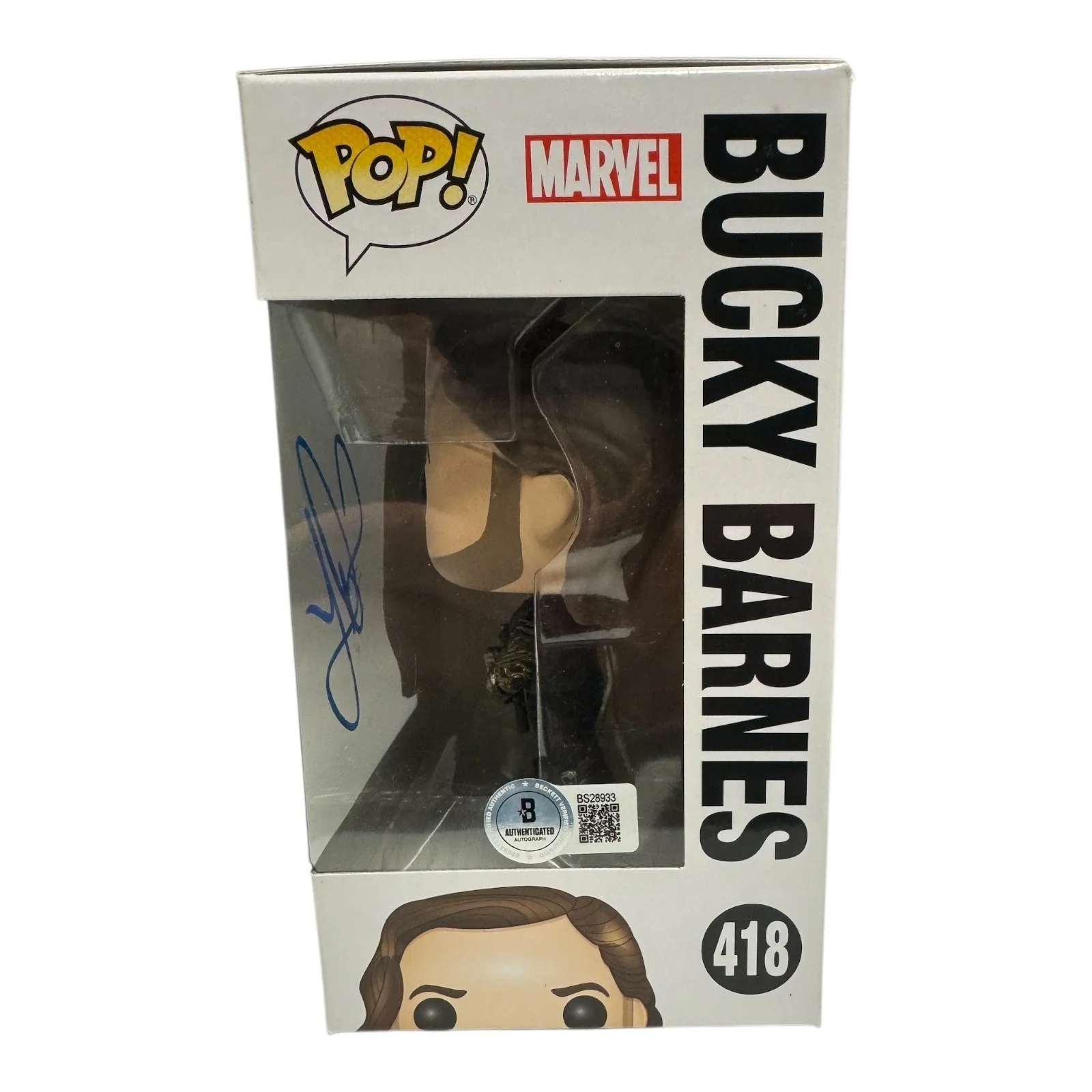Sebastian Stan — Sebastian Stan Signed Autograph Avengers Funko Pop 418 BAS Beckett Marvel, изображение 2