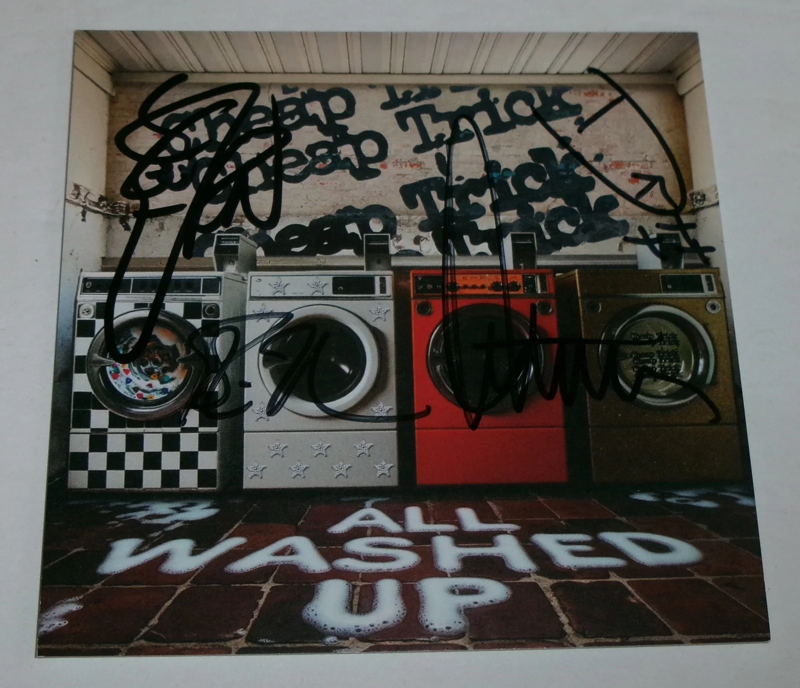 FRAMED Cheap Trick All Washed Up CD INSERT SIGNED JSA CERT Rick Robin Tom Dax, image 2