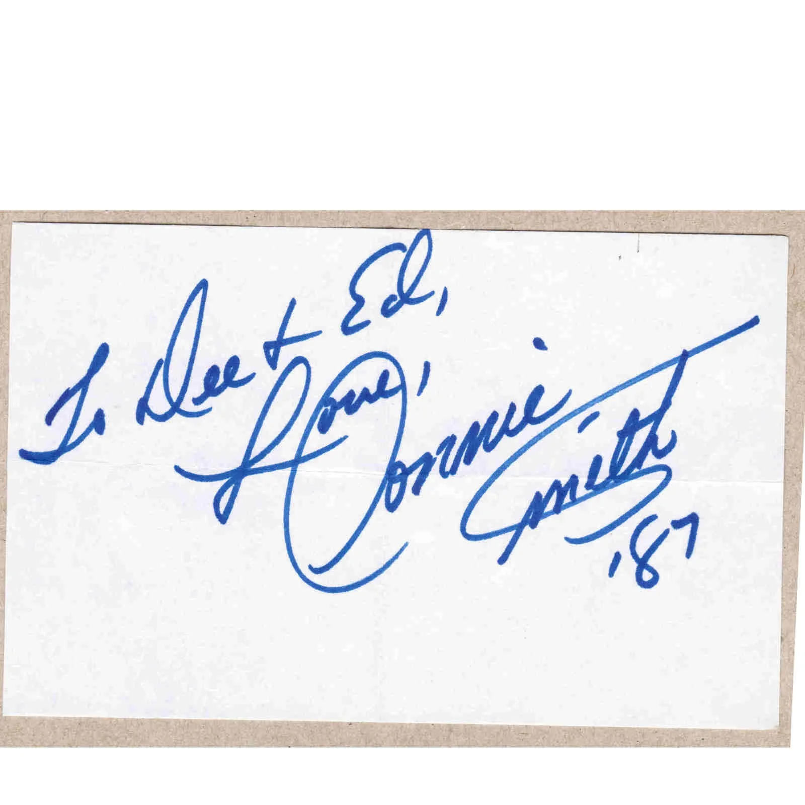 1987 Connie Smith Signed Autograph w/Fan Taken 3.5 x 3.5 OOAK Photo VTG, изображение 2