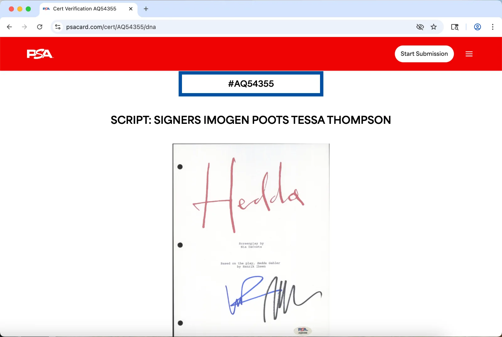 Imogen Poots, Tessa Thompson — Tessa Thompson Imogen Poots signed Hedda script full 108 pages PSA DNA autograph, image 3