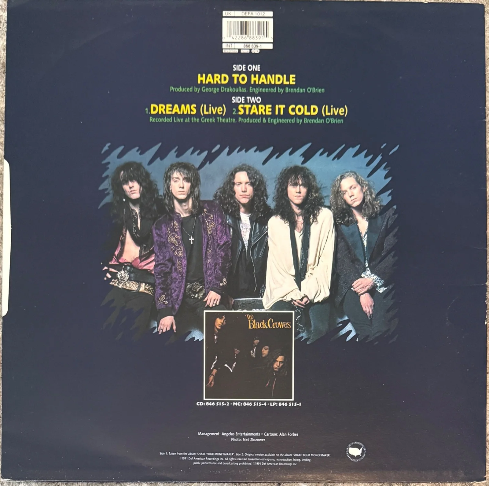 The Black Crowes : fully signed Hard To Handle 12" autographed vinyl ( Lp ), image 2