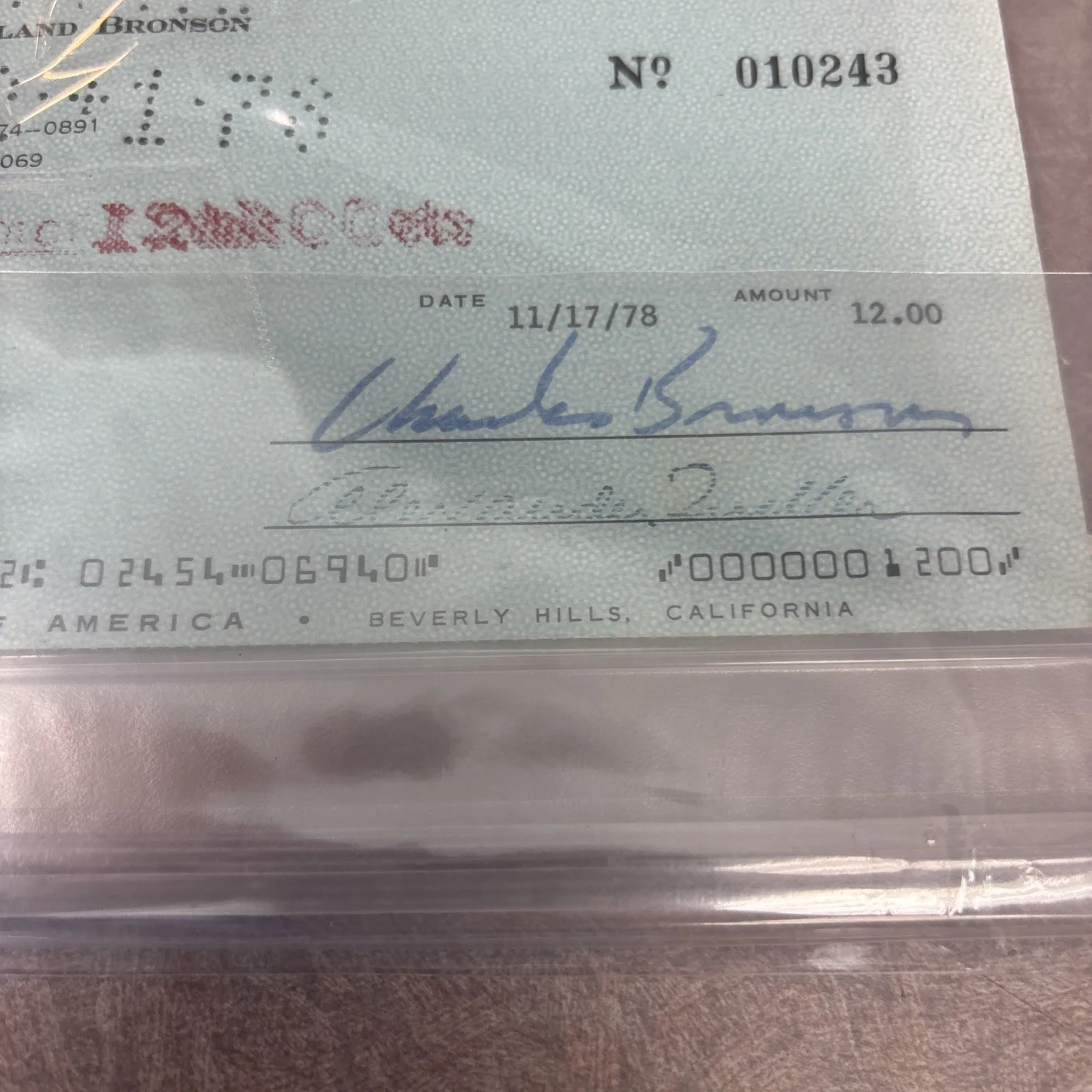 Charles Bronson — CHARLES BRONSON PSA DNA SIGNED CHECK 1978 AUTHENTIC AUTO JILL IRELAND ACCOUNT, image 2