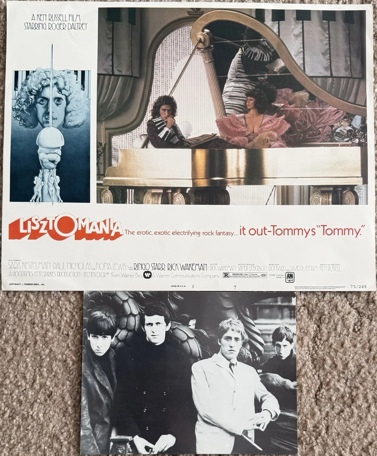 Lisztomania 1975 Roger Daltrey / The Who FOH Lobby Card Original and Photo, изображение 2