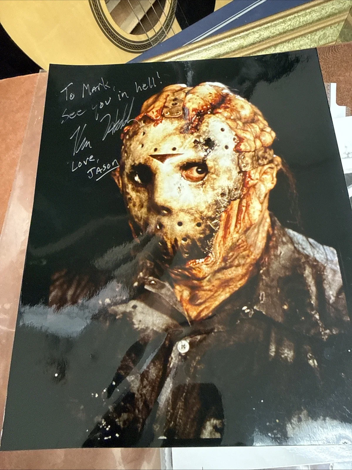 horror autograph piece Signed By Jason Voorhees 2 Photos, изображение 2