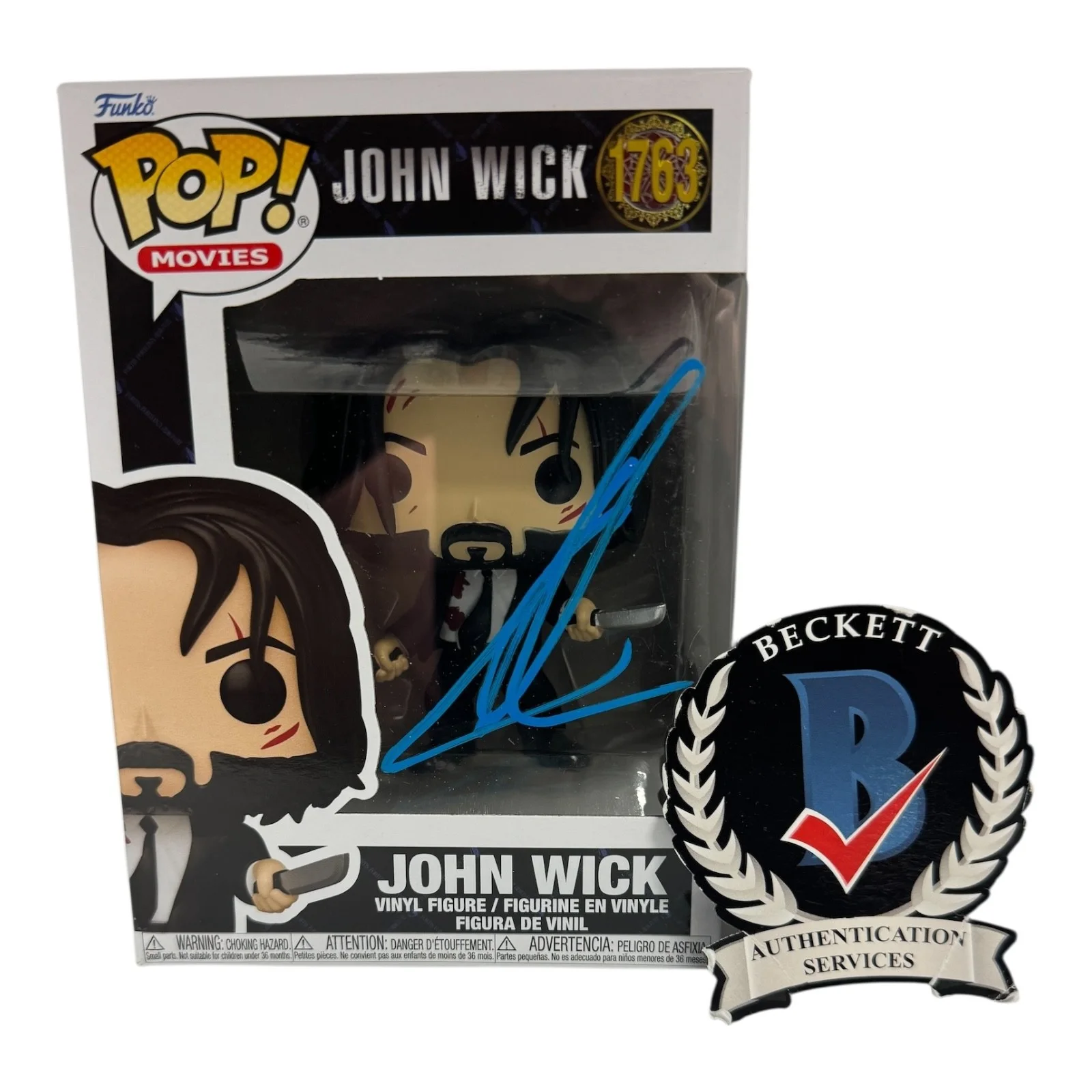 KEANU REEVES — KEANU REEVES SIGNED AUTOGRAPH JOHN WICK FUNKO POP 1763 BECKETT BAS