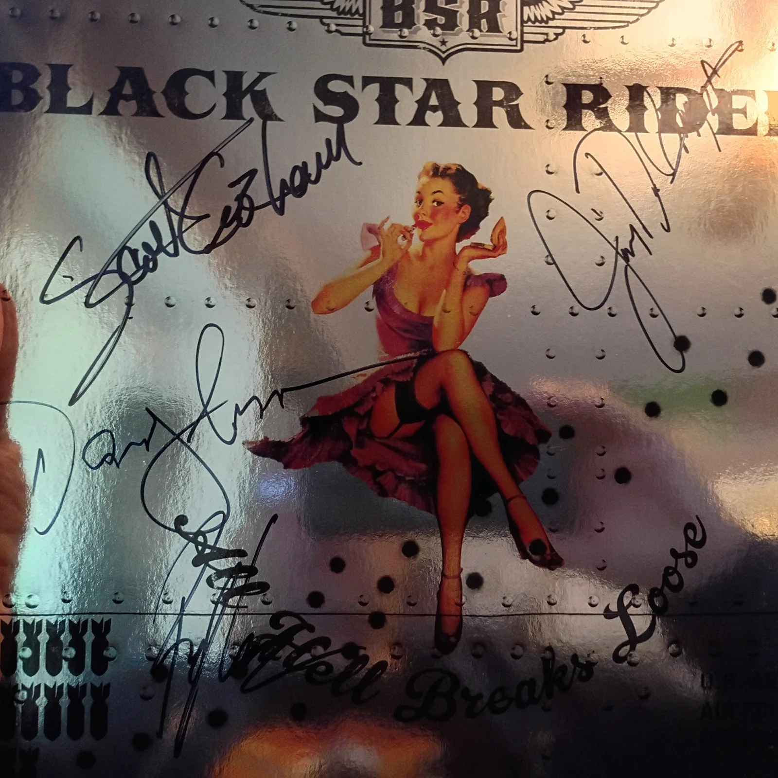 Black Star Riders Signed All Hell Breaks Loose Vinyl Scott Gorham Thon Lizzy, image 3