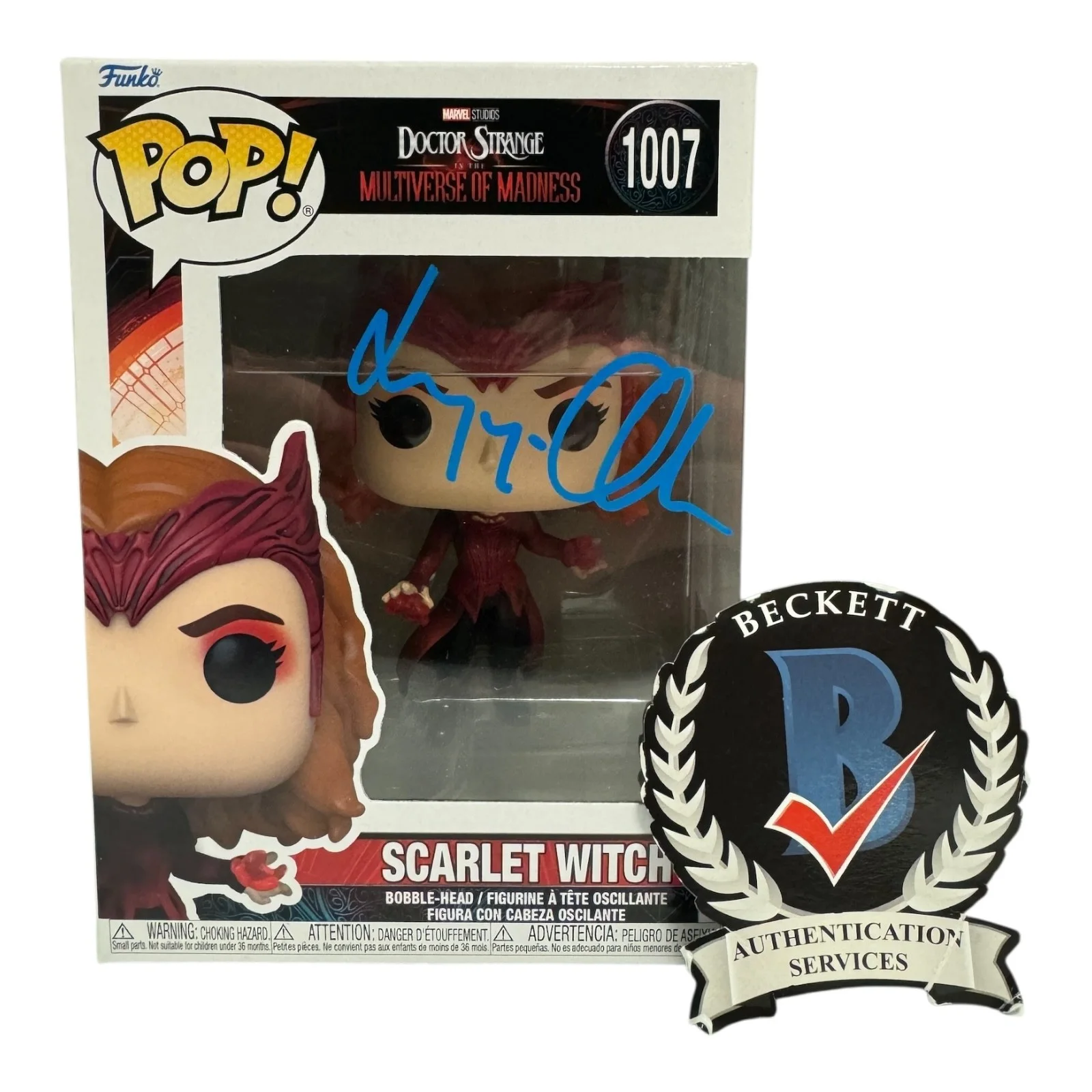 ELIZABETH OLSEN — ELIZABETH OLSEN SIGNED AUTOGRAPH DOCTOR STRANGE FUNKO POP 1007 BECKETT BAS COA