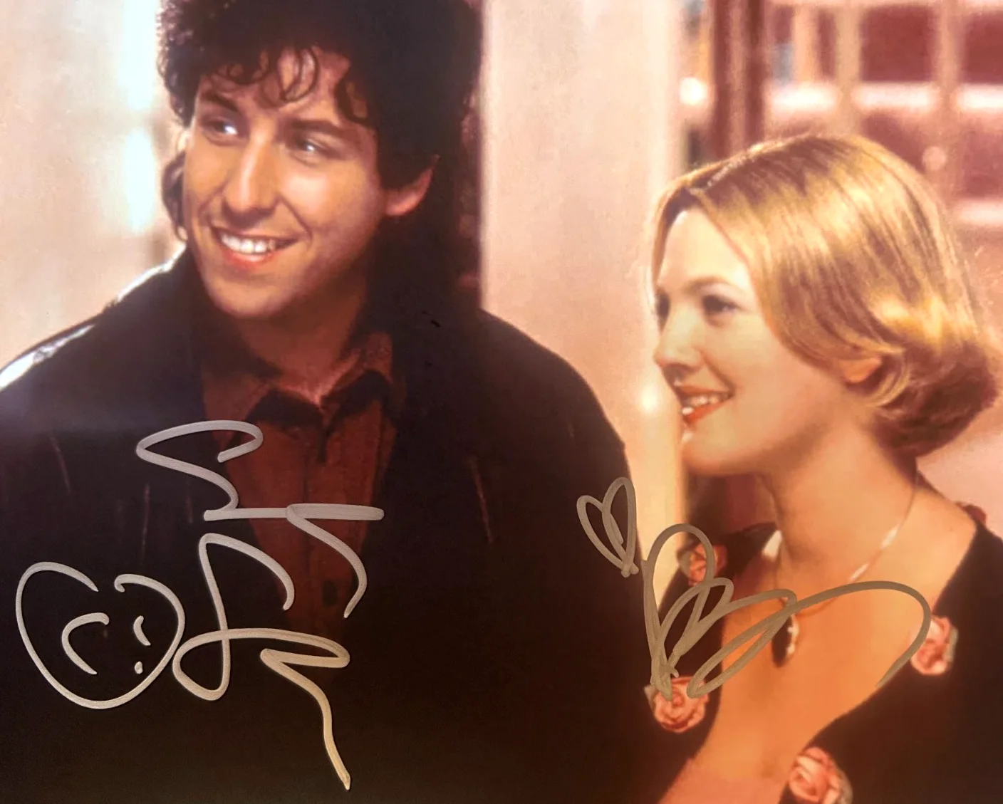 Adam Sandler, Drew Barrymore — Adam Sandler, Drew Barrymore Signed WEDDING SINGER 8x10" GENUINE Autograph w/COA