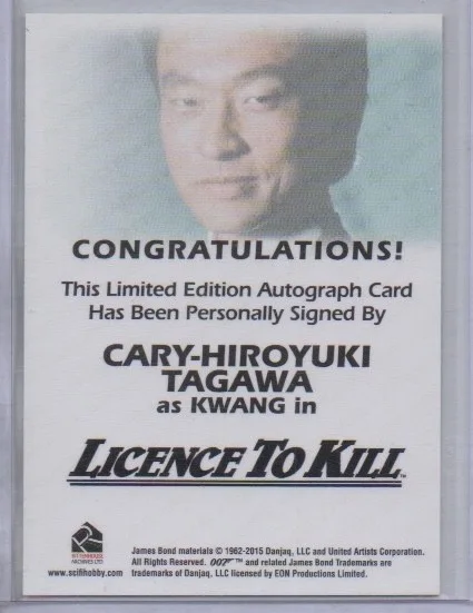 Cary-Hiroyuki Tagawa — CARY-HIROYUKI TAGAWA 2015 Rittenhouse card auto signed AUTOGRAPH Bond Licence, изображение 2
