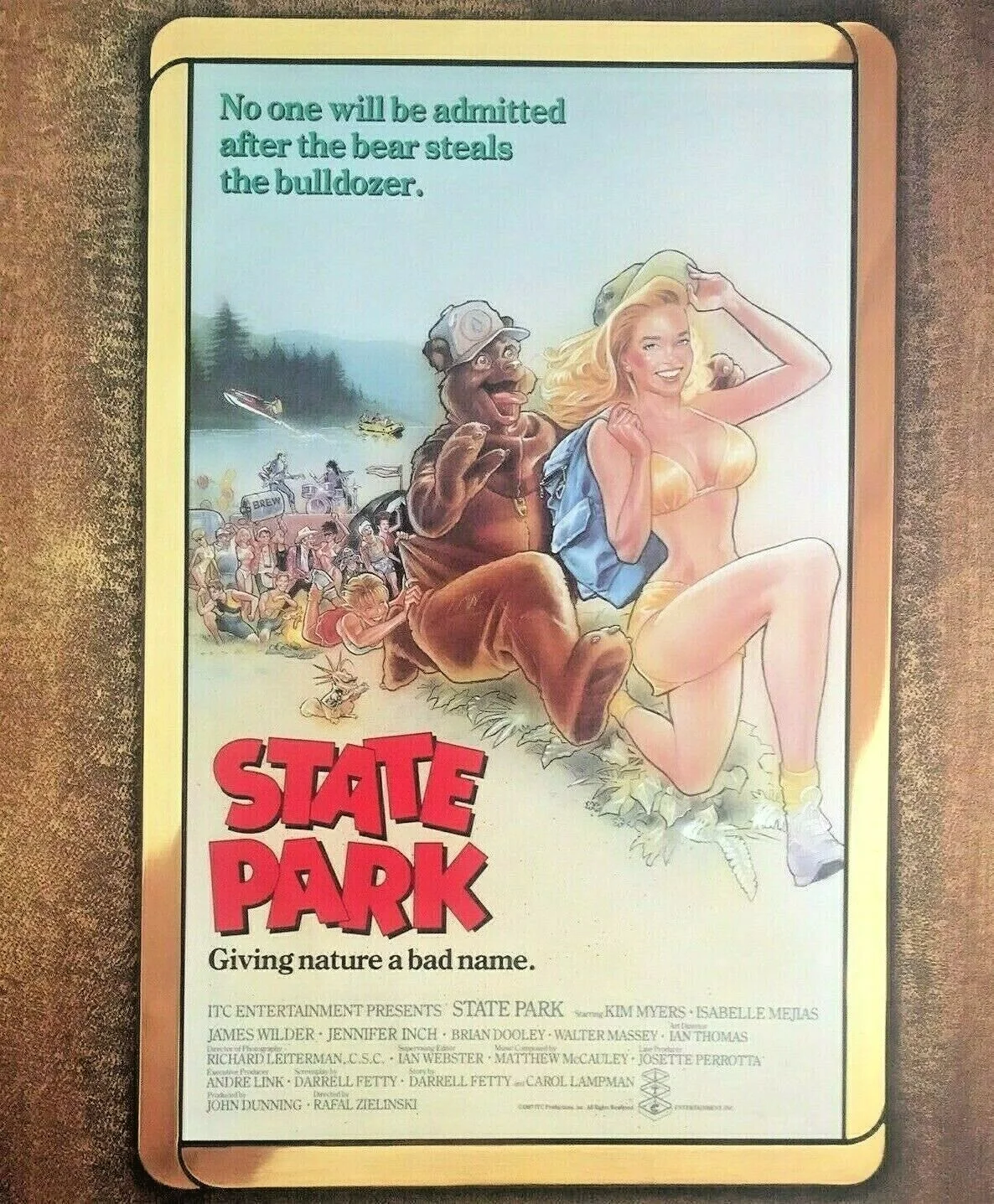 Vintage State Park Movie Print Advert Poster Sexy Woman Bikini Bear 1987, изображение 2