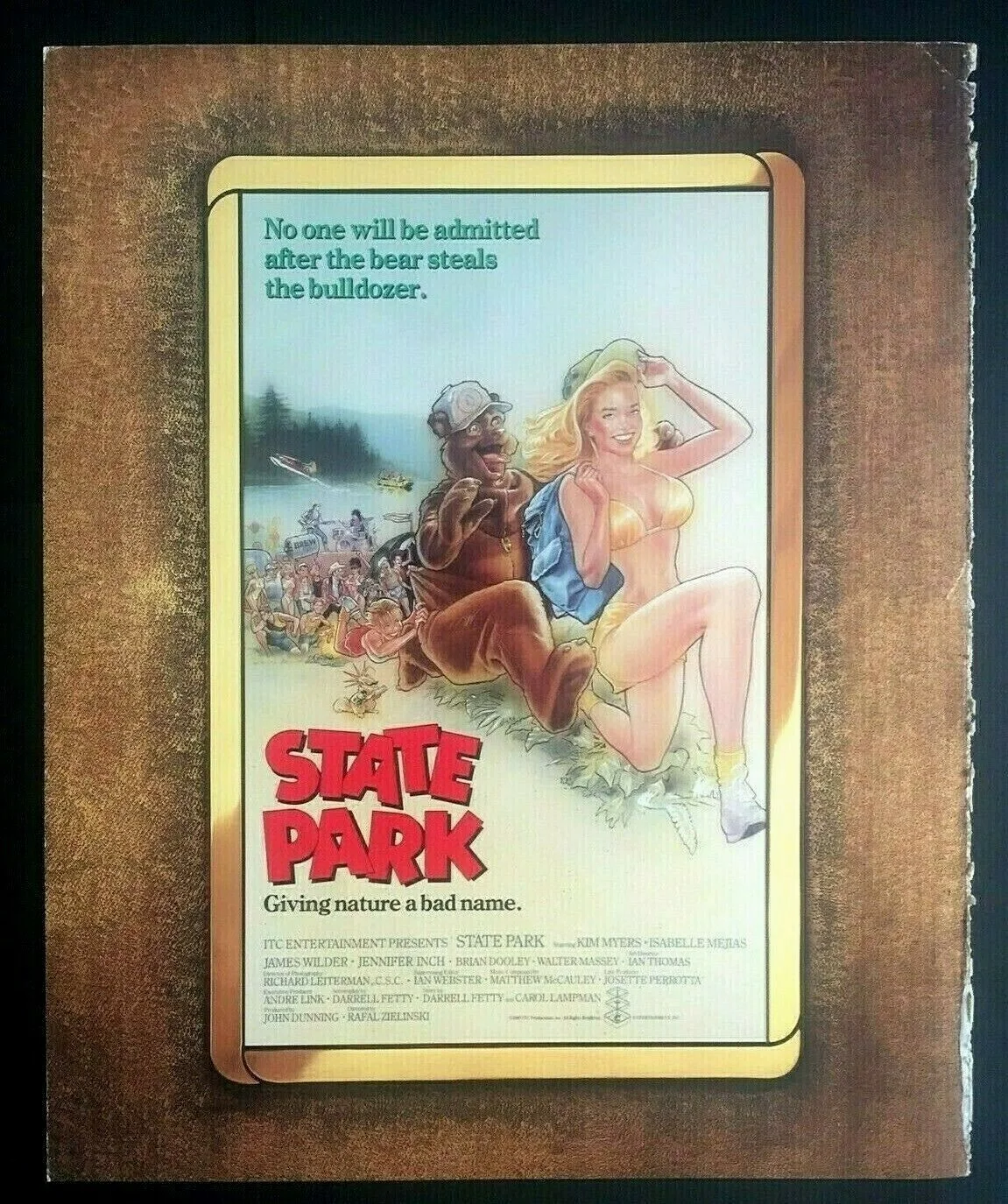 Vintage State Park Movie Print Advert Poster Sexy Woman Bikini Bear 1987, изображение 3