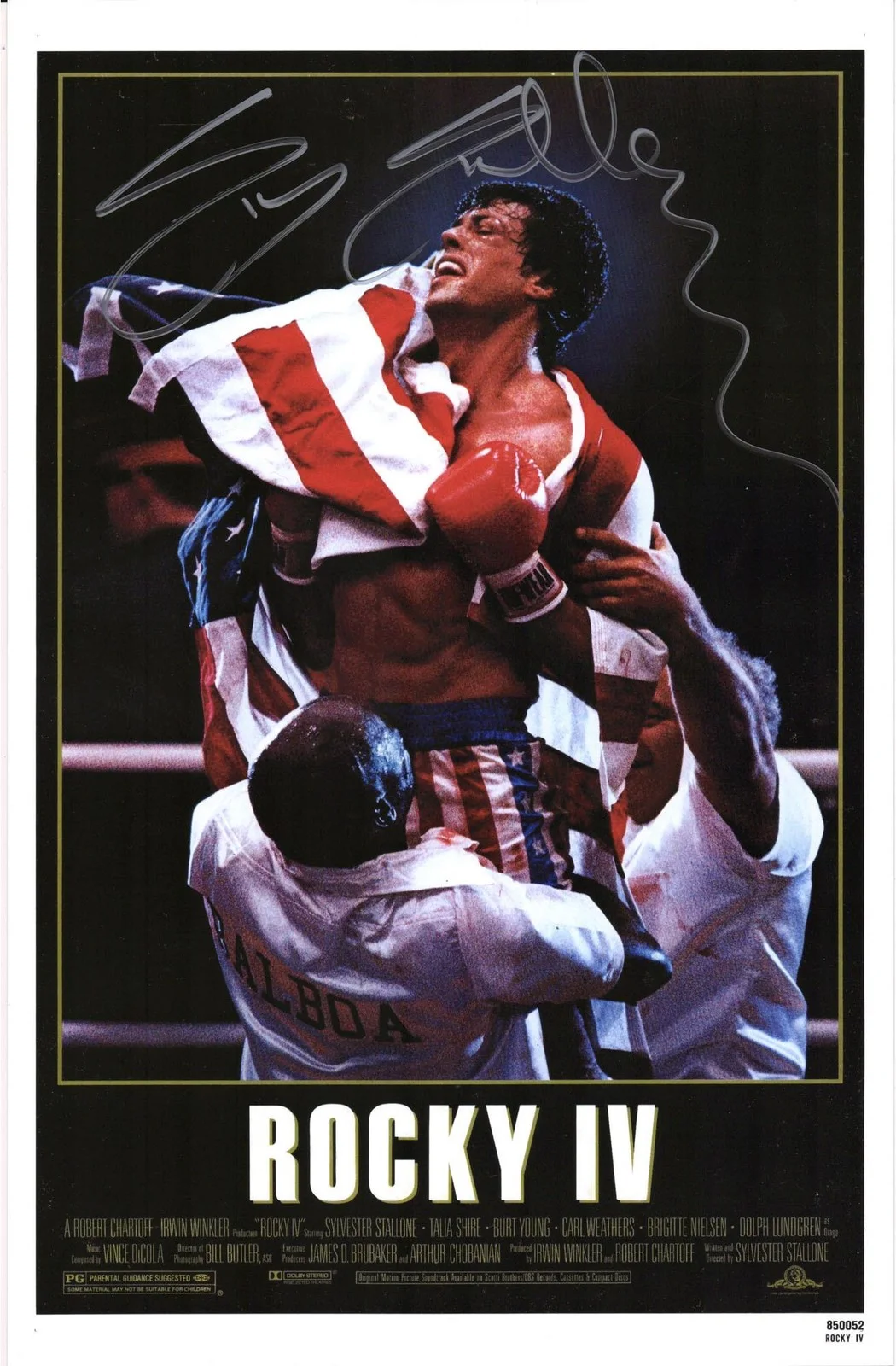 Sylvester Stallone — Sylvester Stallone Rocky IV Autographed 12" x 18" Movie Poster