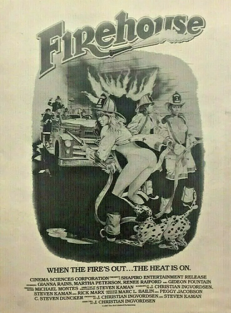 Vintage Firehouse Movie Film Print Advert Poster Sexy Women Firefighters 1987, изображение 3