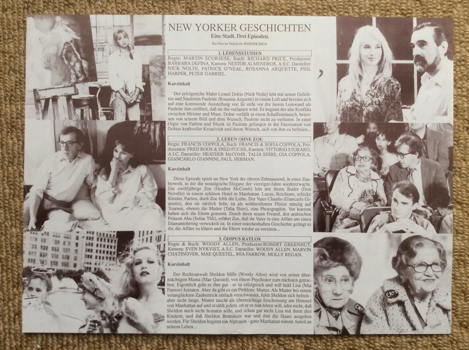 NEW YORK STORIES Movie Program ROSANNA ARQUETTE MARTIN SCORSESE STEVE BUSCEMI, image 3