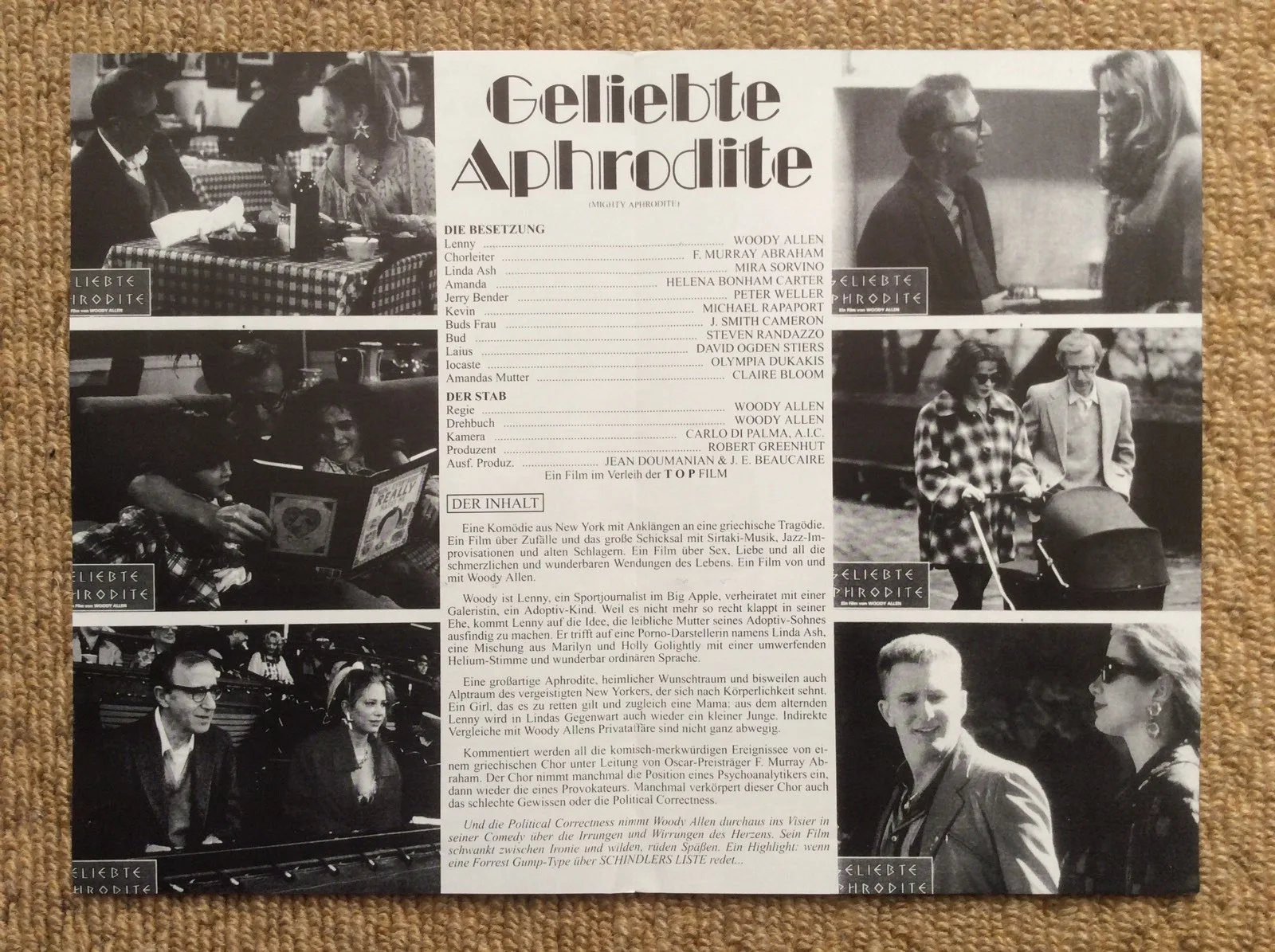 MIGHTY APHRODITE Vintage Movie Film Program WOODY ALLEN MIRO SORVINO JACK WARDEN, изображение 3