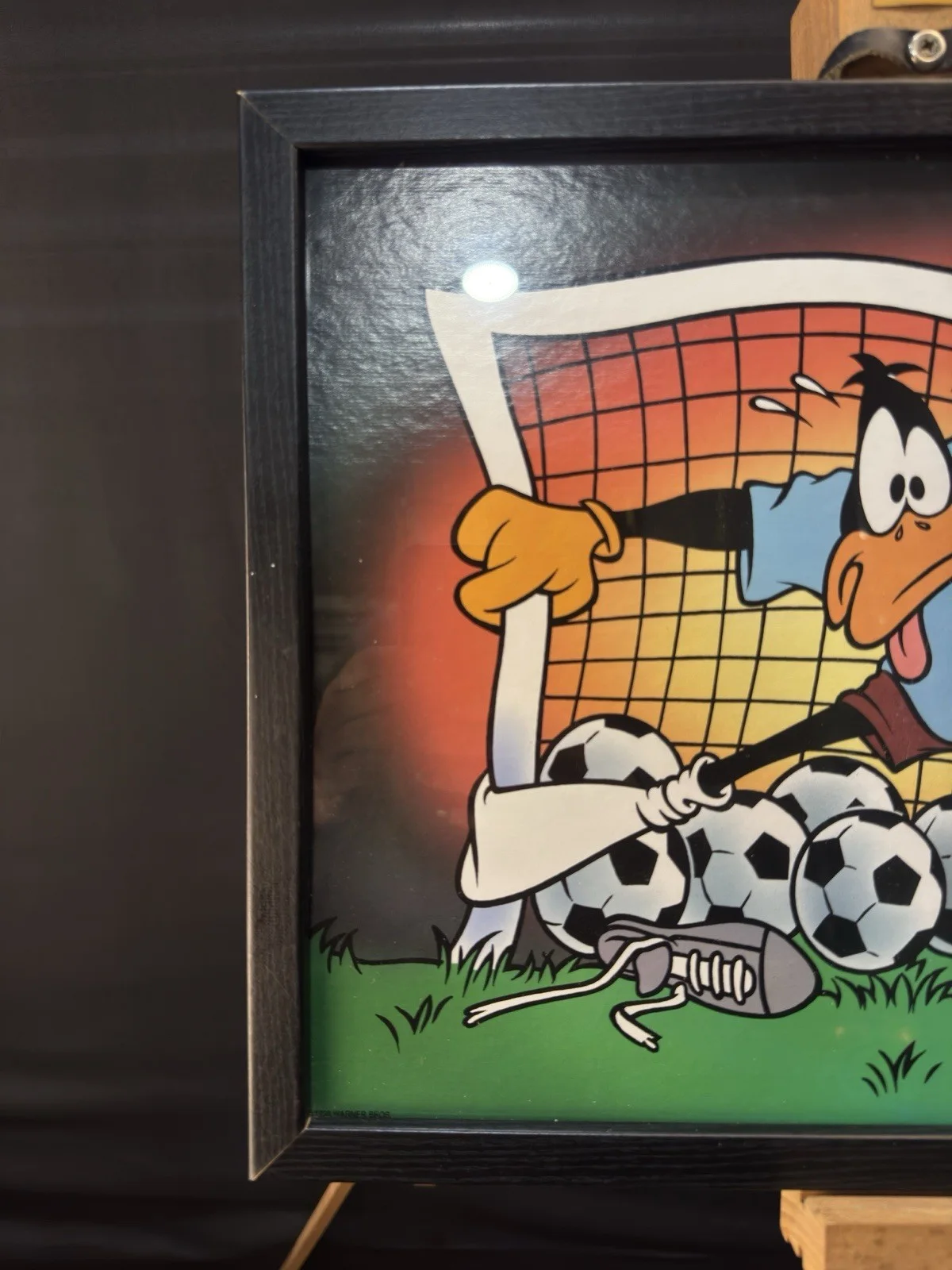 Vintage Original Daffy Duck Goal Keeper Warner Bross Poster 1998 Framed, image 2