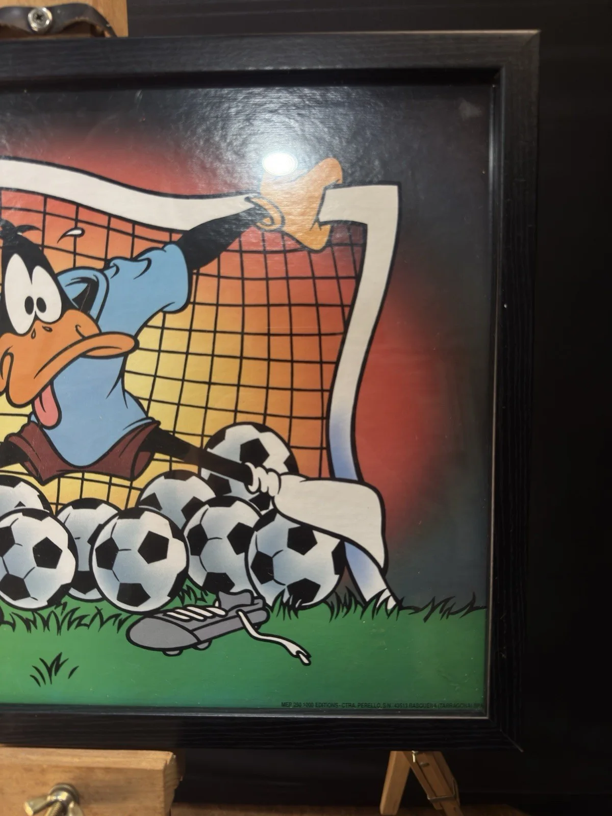 Vintage Original Daffy Duck Goal Keeper Warner Bross Poster 1998 Framed, image 5