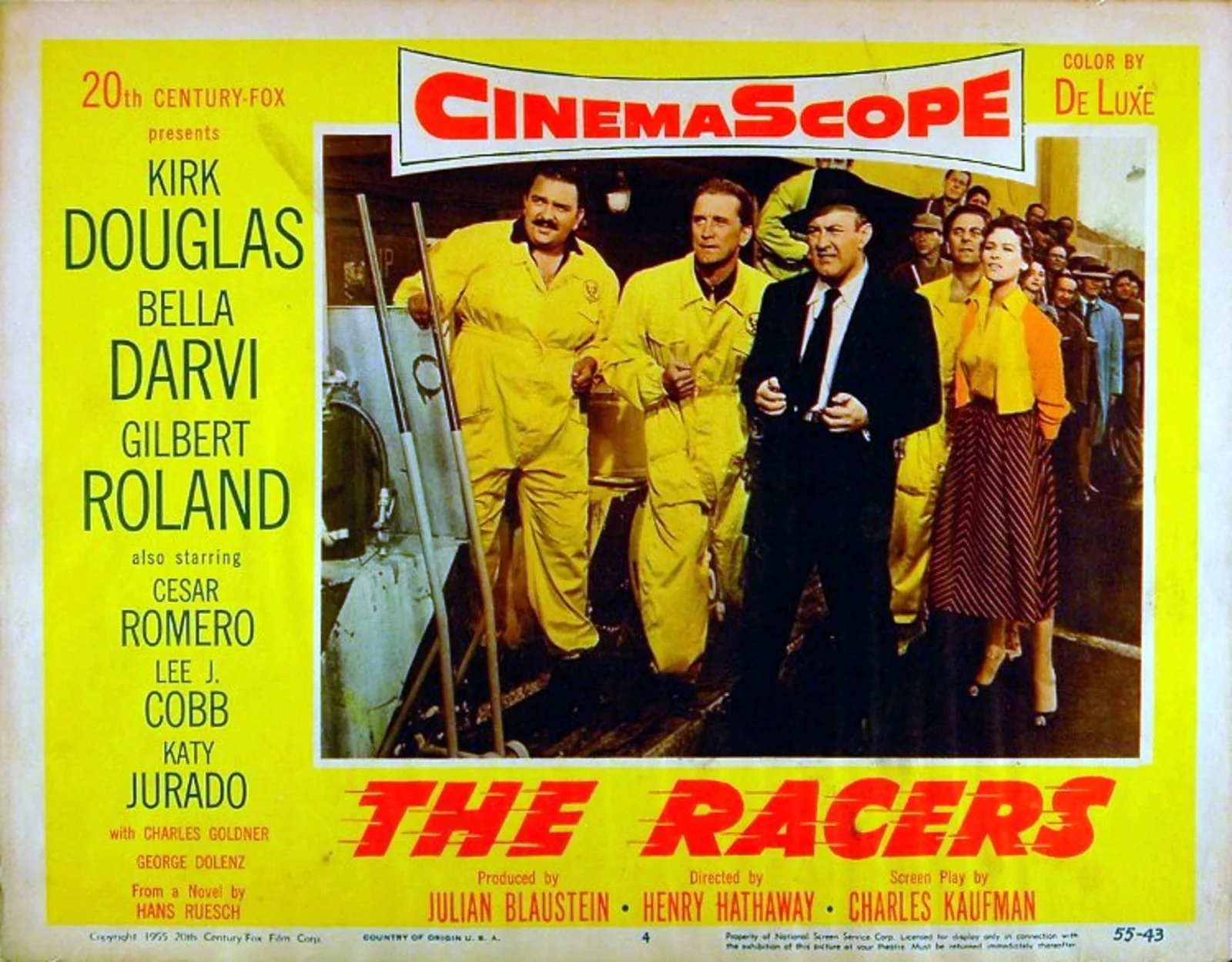 RACERS 1955 Kirk Douglas, Bella Darvi, Lee J. Cobb, Katy Jurado 5 LOBBY CARDS, изображение 3