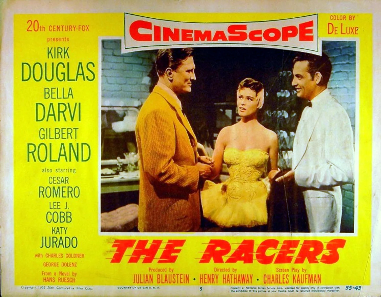 RACERS 1955 Kirk Douglas, Bella Darvi, Lee J. Cobb, Katy Jurado 5 LOBBY CARDS, изображение 4