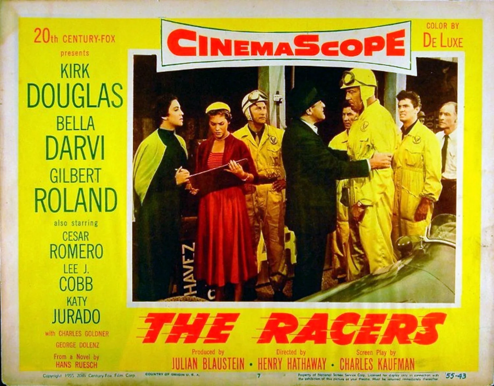 RACERS 1955 Kirk Douglas, Bella Darvi, Lee J. Cobb, Katy Jurado 5 LOBBY CARDS, изображение 5