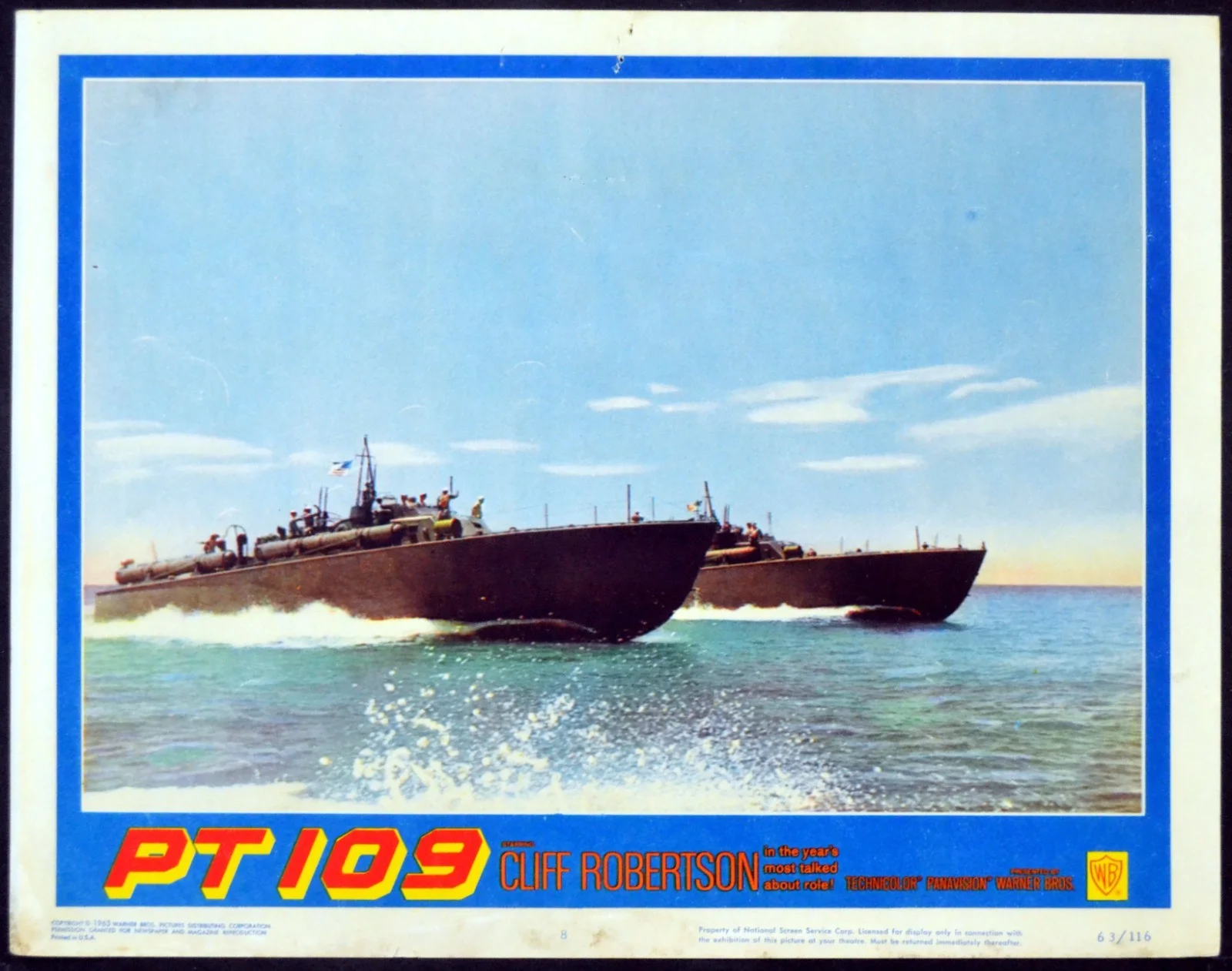 PT 109 1963 Cliff Robertson Ty Hardin Robert Culp JOHN F. KENNEDY 2 LOBBY CARDS, изображение 2