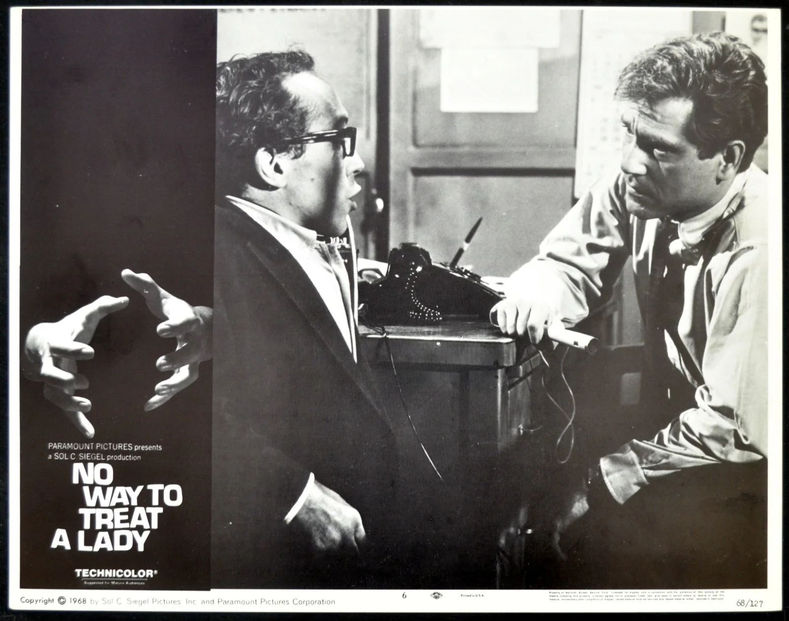 NO WAY TO TREAT A LADY 1968 Rod Steiger, Lee Remick, George Segal 3 LOBBY CARDS, изображение 2