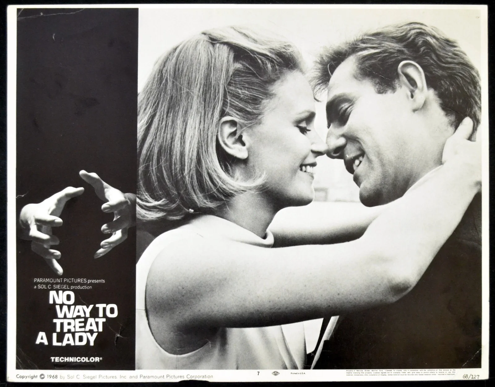 NO WAY TO TREAT A LADY 1968 Rod Steiger, Lee Remick, George Segal 3 LOBBY CARDS, изображение 3