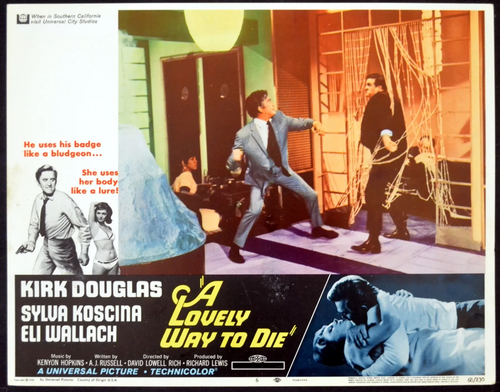 A LOVELY WAY TO DIE 1968 Kirk Douglas, Sylva Koscina 3 LOBBY CARDS, изображение 2
