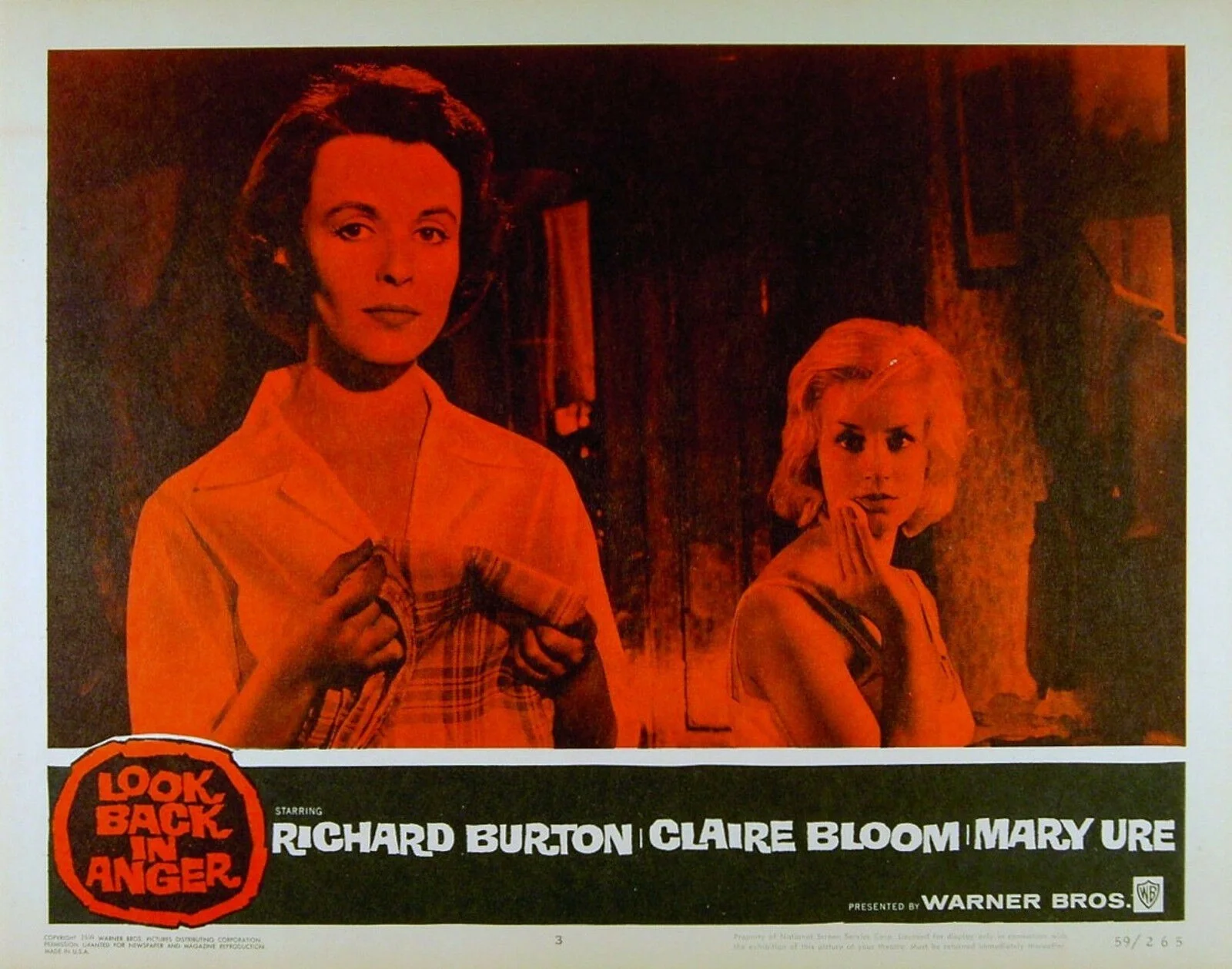 LOOK BACK IN ANGER 1958 Richard Burton, Mary Ure , Claire Bloom 2 LOBBY CARDS, image 2