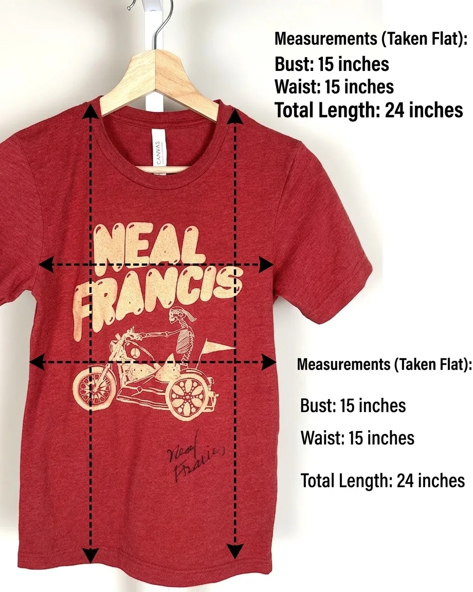 Neal Francis SIGNED Autographed T-Shirt XS In Plain Sight Tour Skeleton Trike, изображение 3