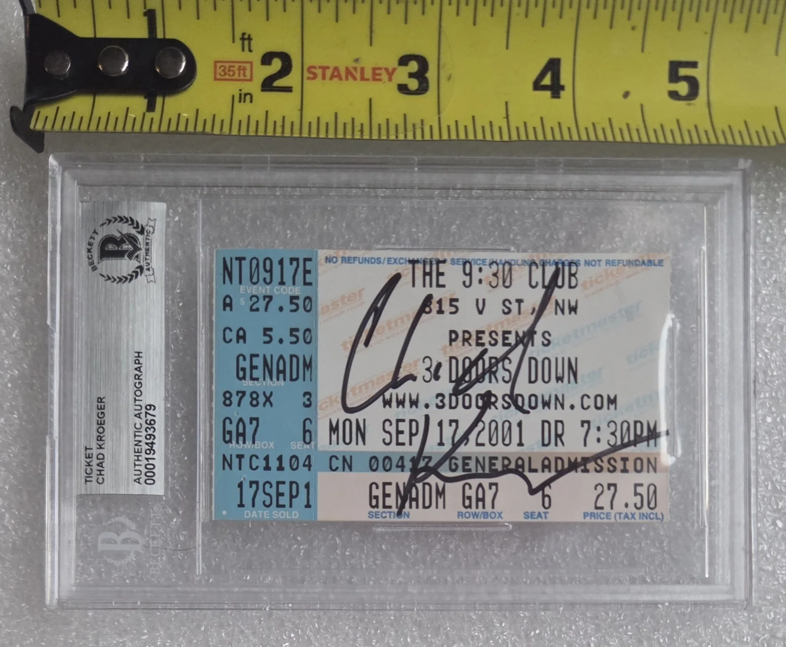 CHAD KROEGER SIGNED SLABBED BECKETT BAS COA MUSIC AUTOGRAPHED NICKELBACK BAND, изображение 2