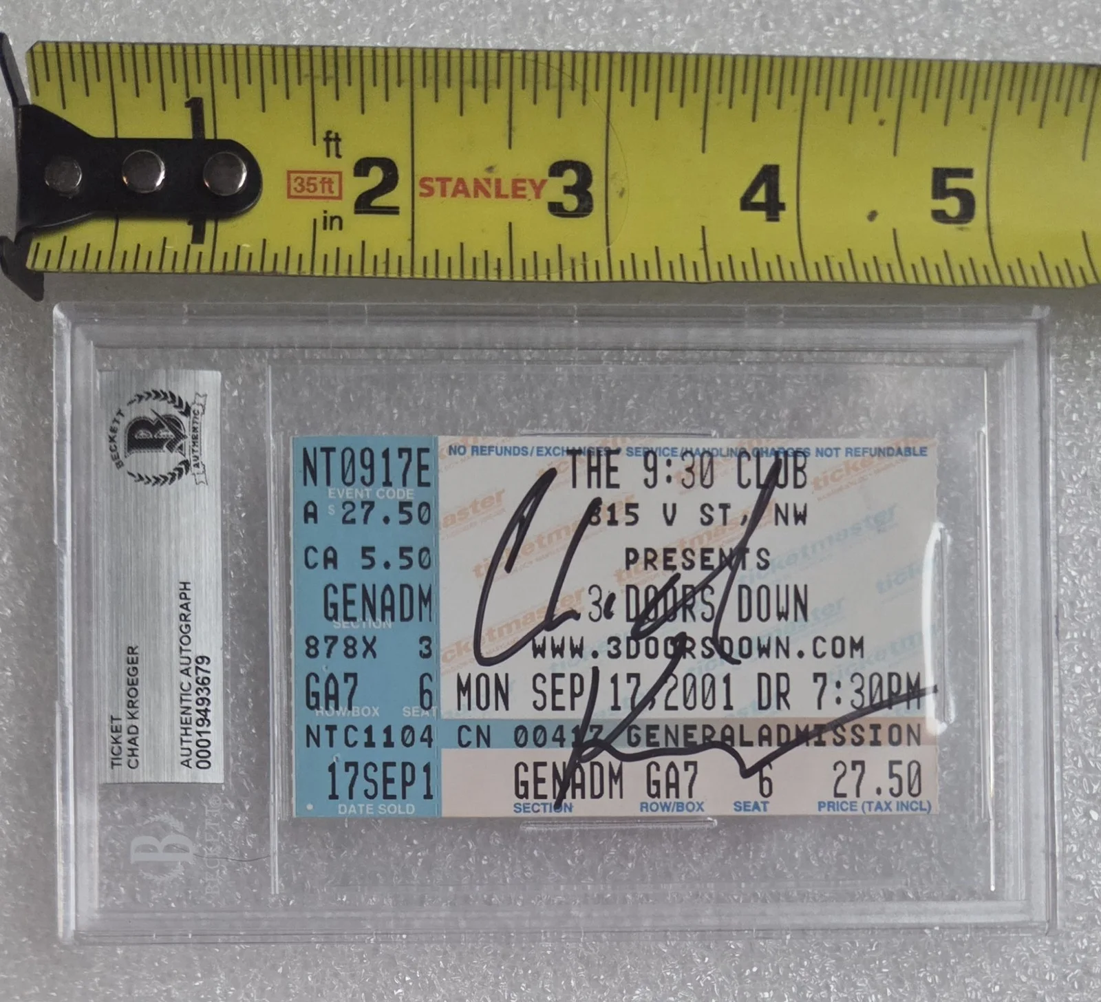 CHAD KROEGER SIGNED SLABBED BECKETT BAS COA MUSIC AUTOGRAPHED NICKELBACK BAND, изображение 4