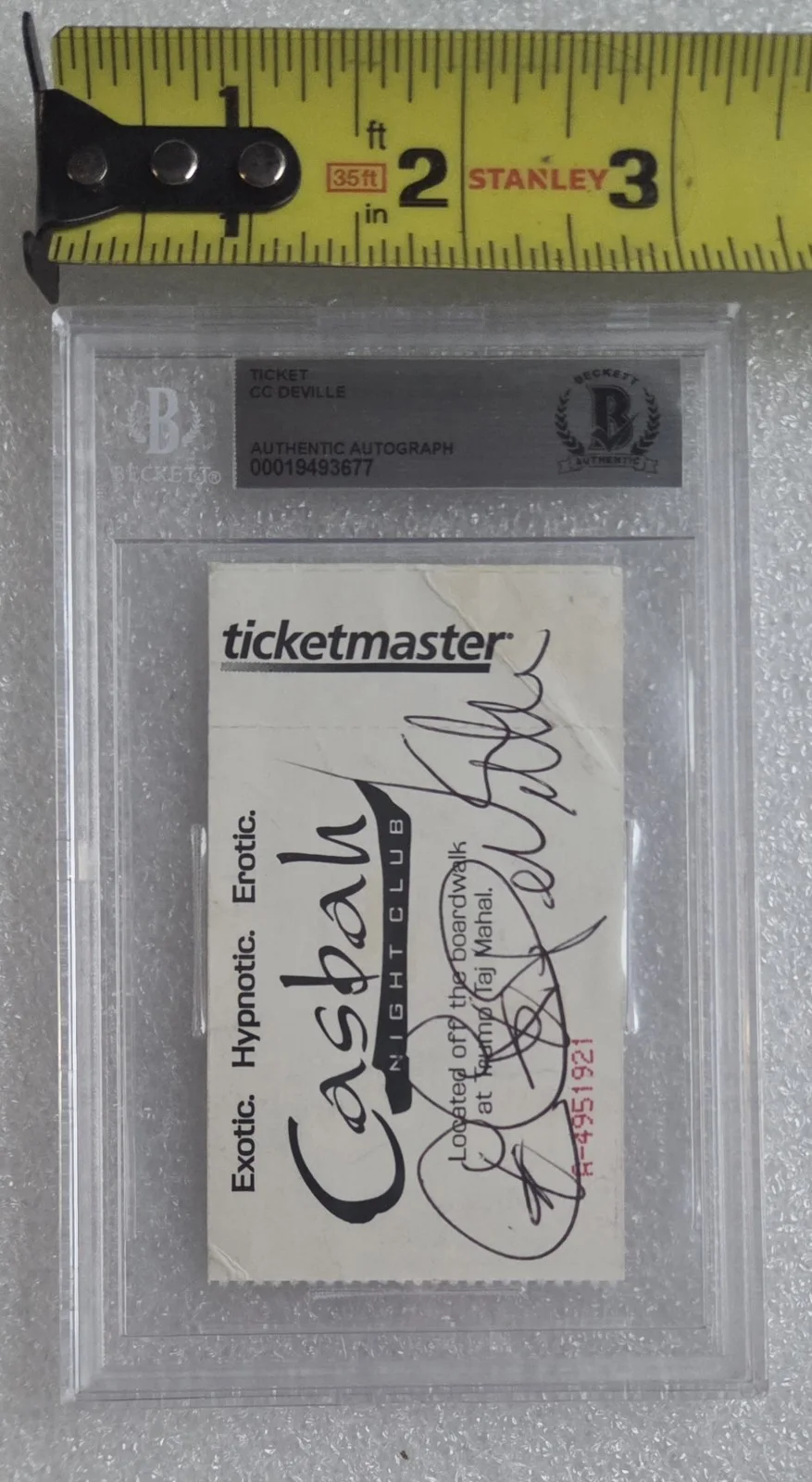 C.C. DEVILLE SIGNED TICKET SLABBED BECKETT BAS COA MUSIC AUTOGRAPHED POISON BAND, изображение 4