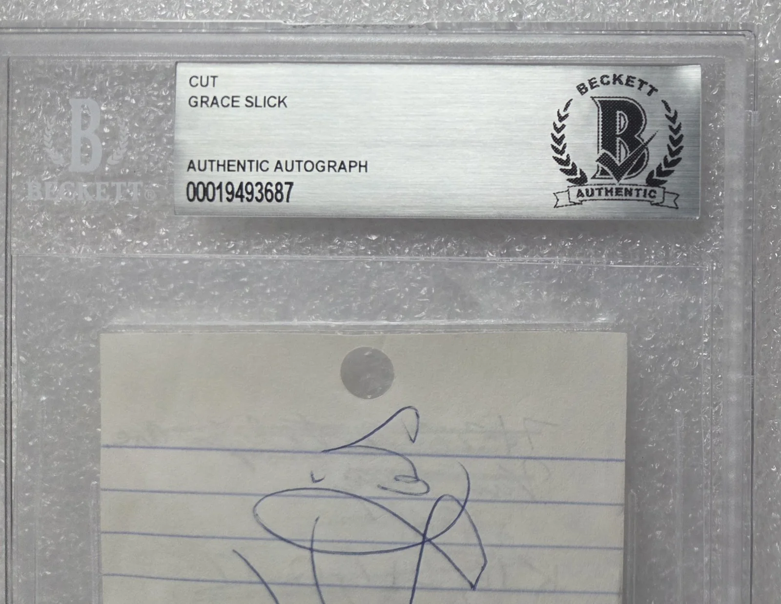 GRACE SLICK SIGNED PAPER BECKETT BAS COA AUTOGRAPHED SLABBED JEFFERSON AIRPLANE, изображение 3