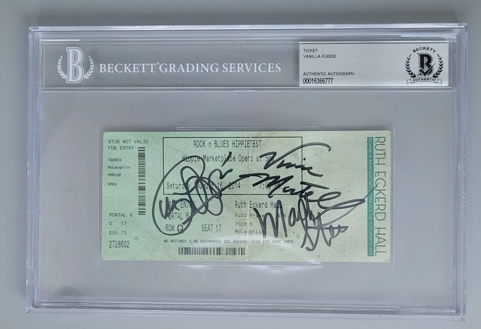 VANILLA FUDGE SIGNED BECKETT BAS COA SLABBED AUTOGRAPHED APPICE MARTELL STEIN, image 2
