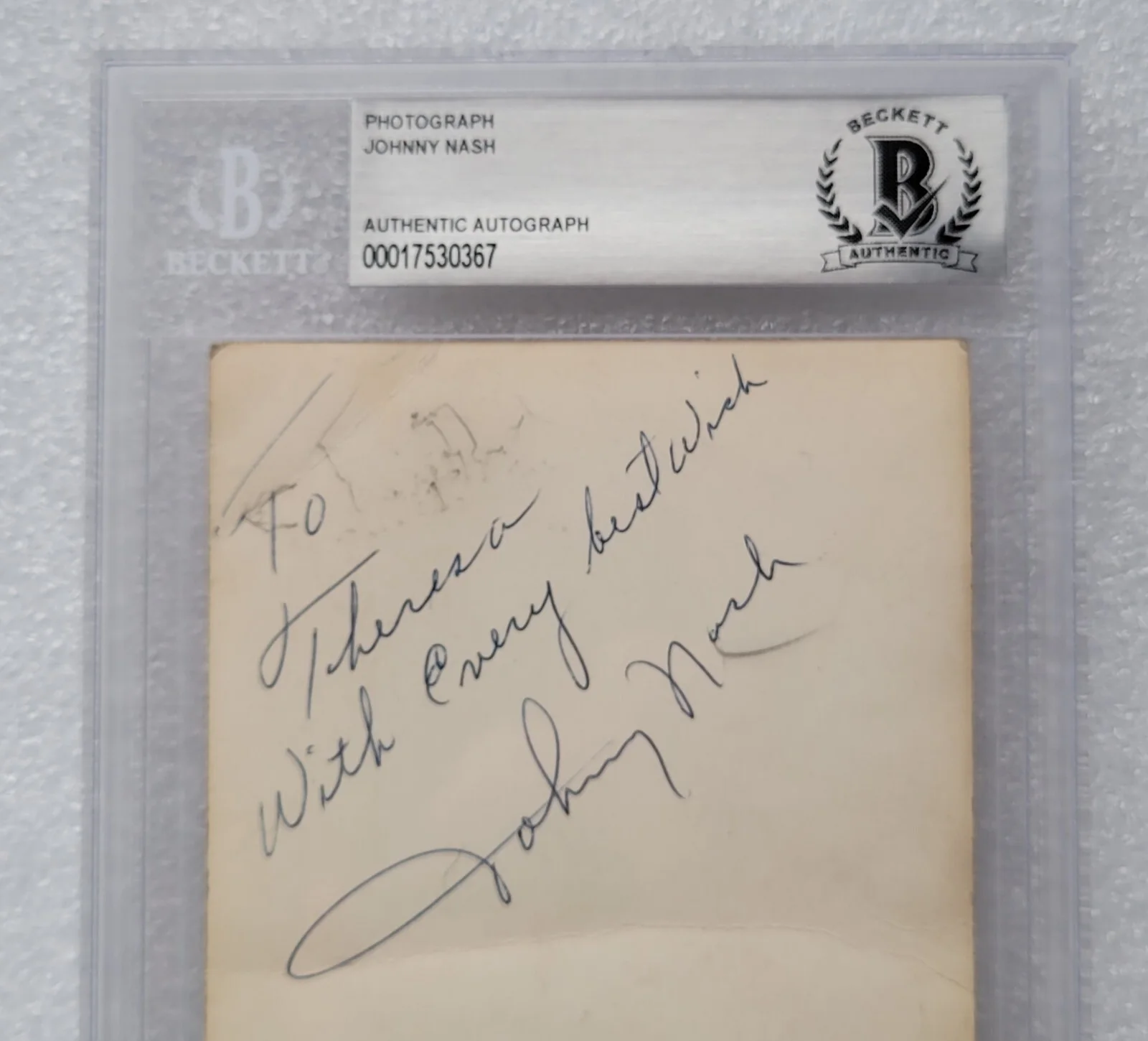 JOHNNY NASH SIGNED PHOTO BECKETT BAS BGS COA AUTOGRAPHED SLABBED SLAB AUTHENTIC, изображение 4