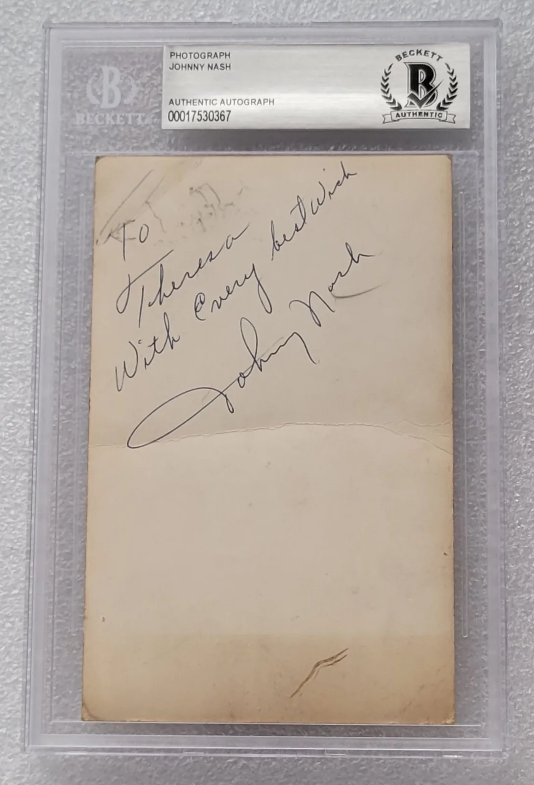 JOHNNY NASH SIGNED PHOTO BECKETT BAS BGS COA AUTOGRAPHED SLABBED SLAB AUTHENTIC, изображение 5