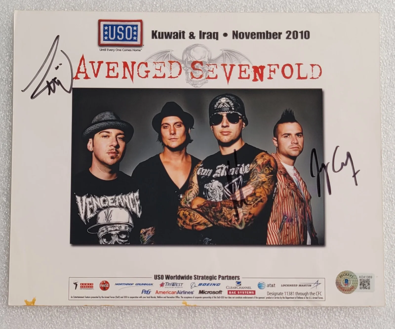 AVENGED SEVENFOLD SIGNED PROMO PHOTO BECKETT LOA BAS COA AUTOGRAPHED ROCK BAND, изображение 3