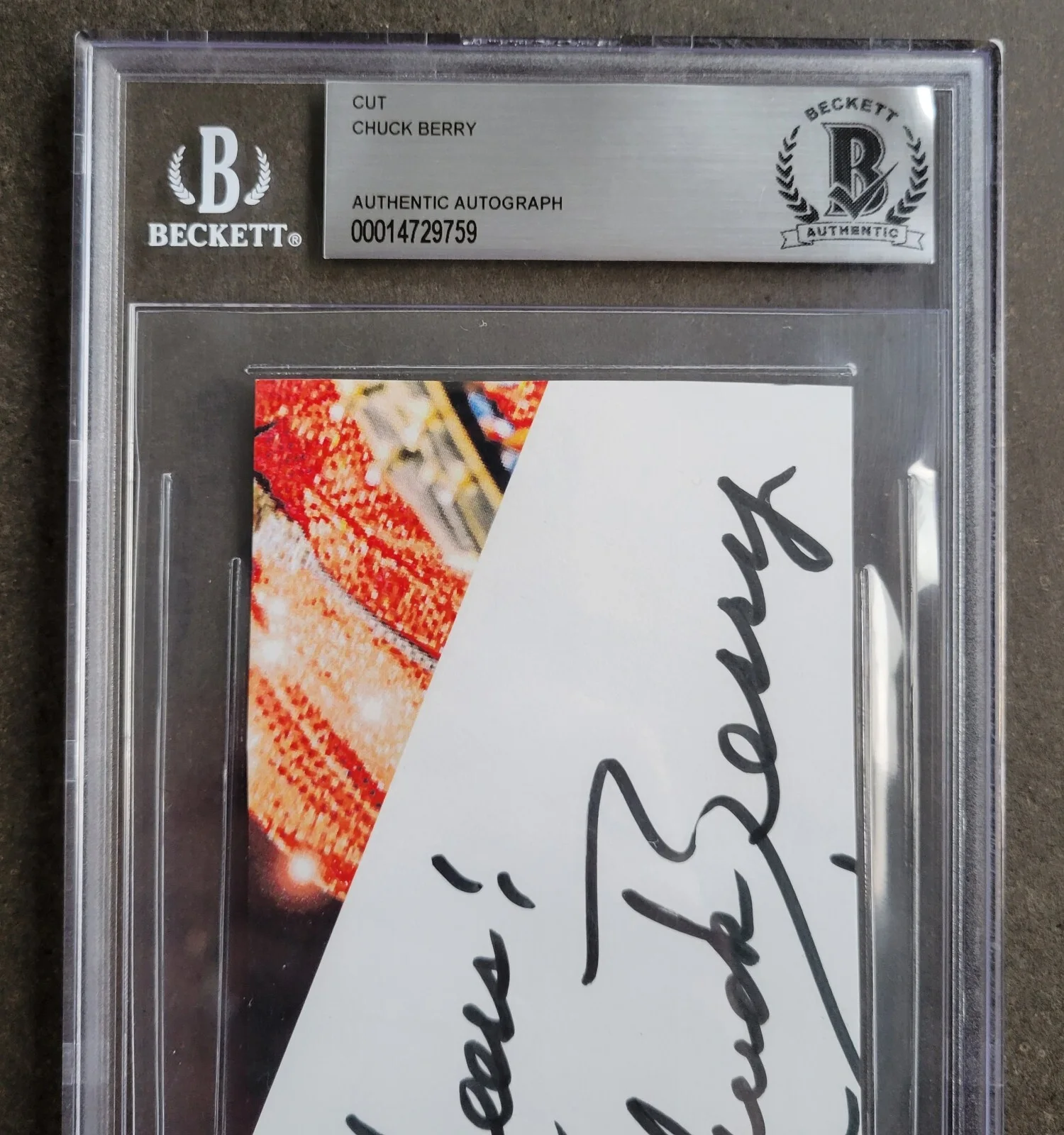 CHUCK BERRY SIGNED SLABBED BECKETT BAS COA ROCK & ROLL MUSIC SINGER AUTOGRAPHED, image 2