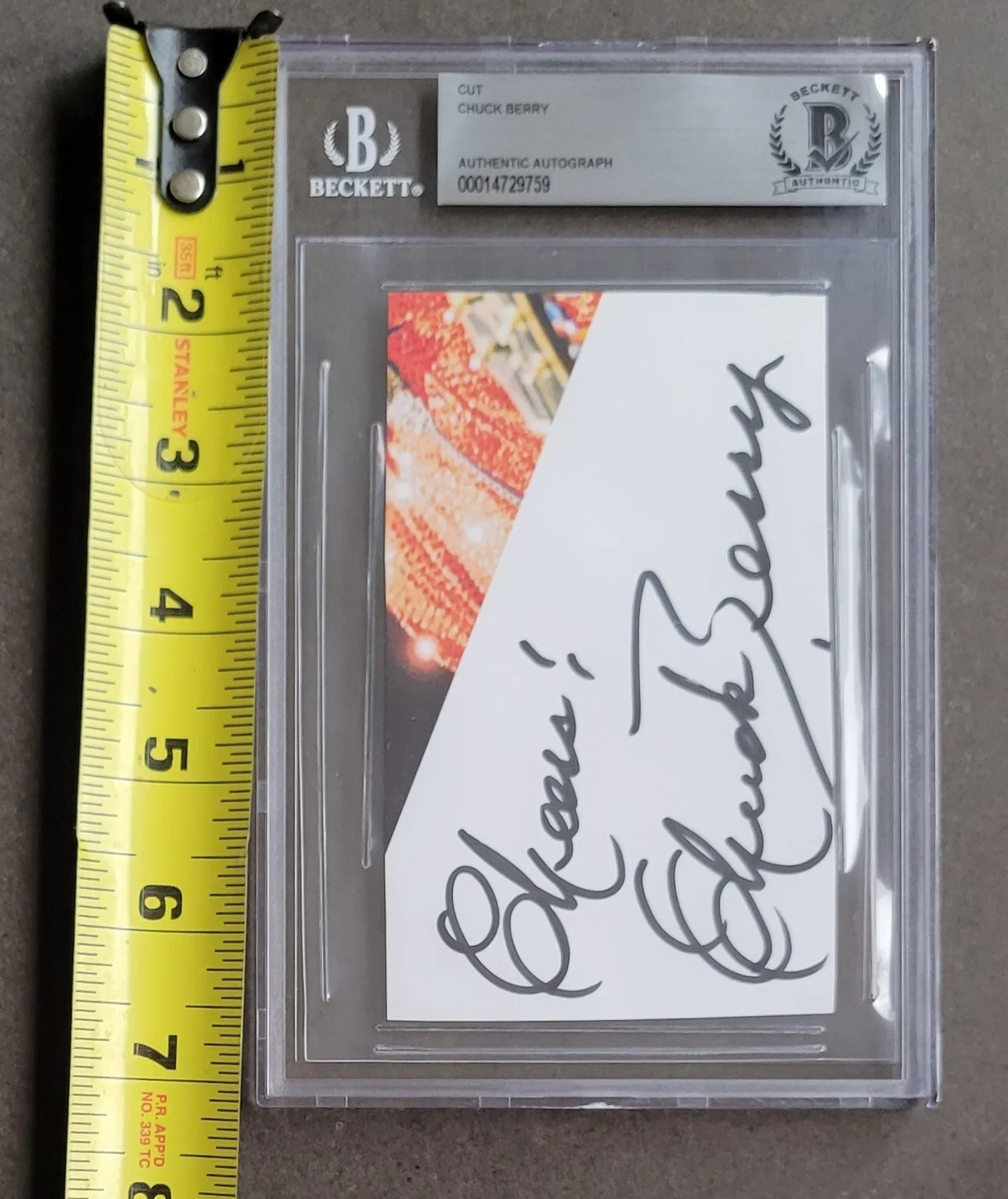 CHUCK BERRY SIGNED SLABBED BECKETT BAS COA ROCK & ROLL MUSIC SINGER AUTOGRAPHED, image 3