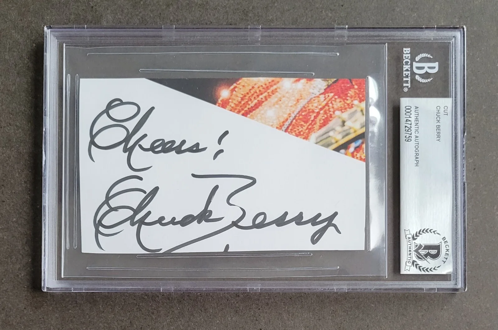 CHUCK BERRY SIGNED SLABBED BECKETT BAS COA ROCK & ROLL MUSIC SINGER AUTOGRAPHED, image 4