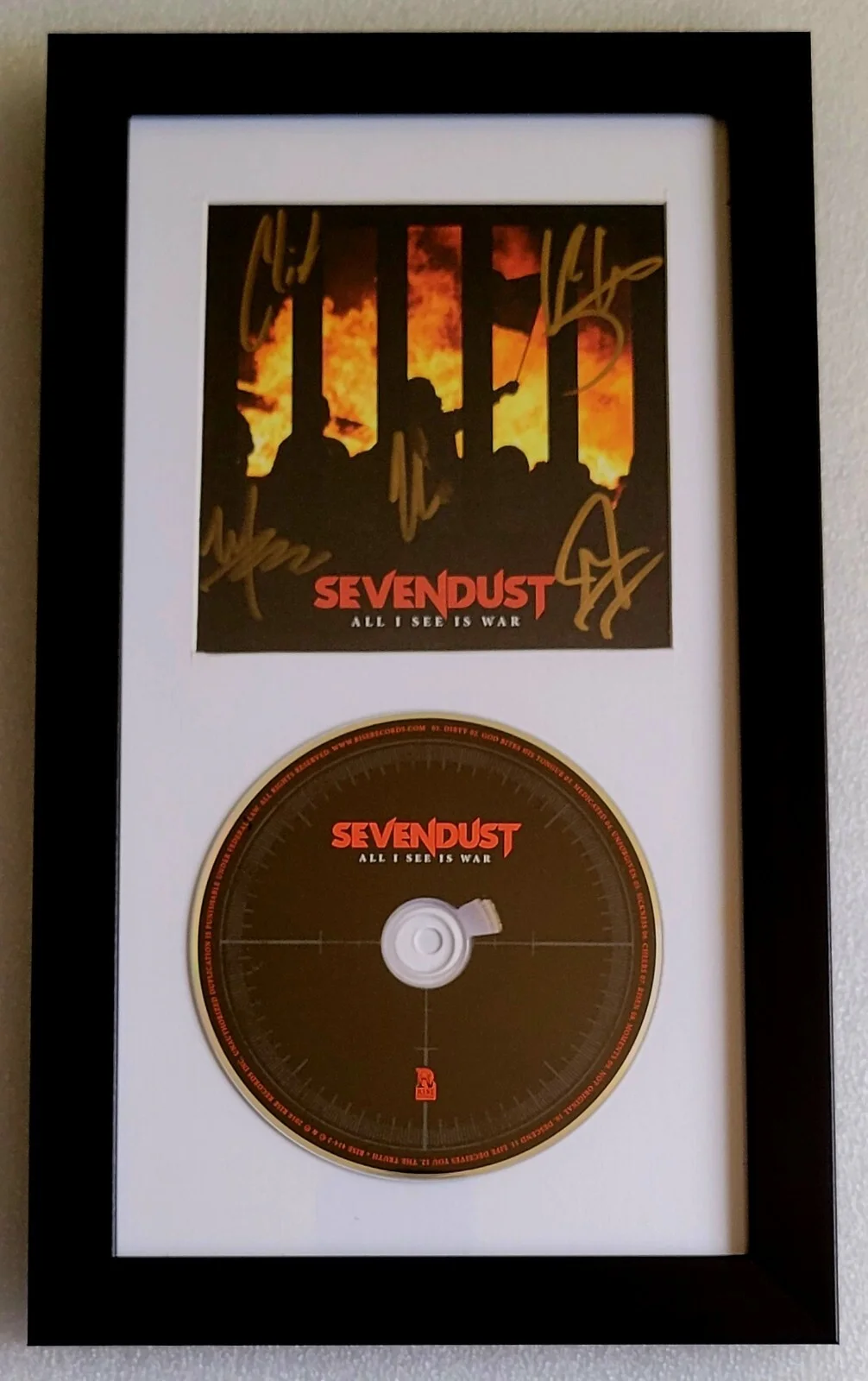 SEVENDUST SIGNED CD DISPLAY BECKETT LOA BAS COA AUTOGRAPHED FULL LETTER LEJON, image 2