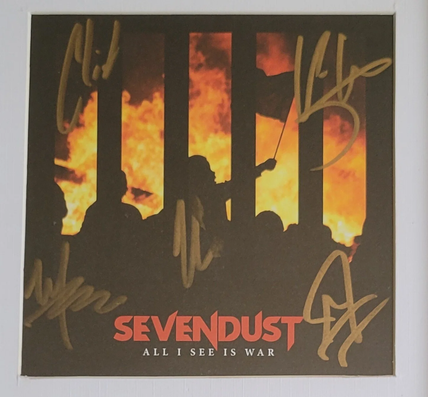 SEVENDUST SIGNED CD DISPLAY BECKETT LOA BAS COA AUTOGRAPHED FULL LETTER LEJON, image 4